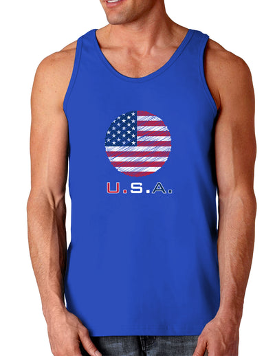 American Flag Scribble Dark Loose Tank Top-Mens Loose Tank Top-TooLoud-Royal Blue-Small-Davson Sales