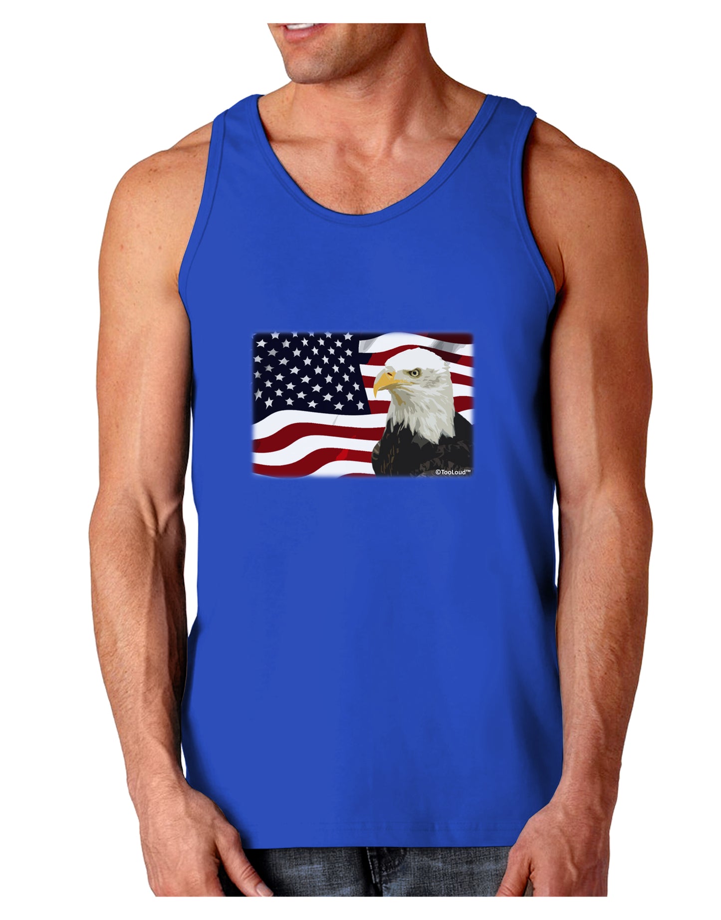 Patriotic USA Flag with Bald Eagle Dark Loose Tank Top by TooLoud-Mens Loose Tank Top-TooLoud-Royal Blue-Small-Davson Sales