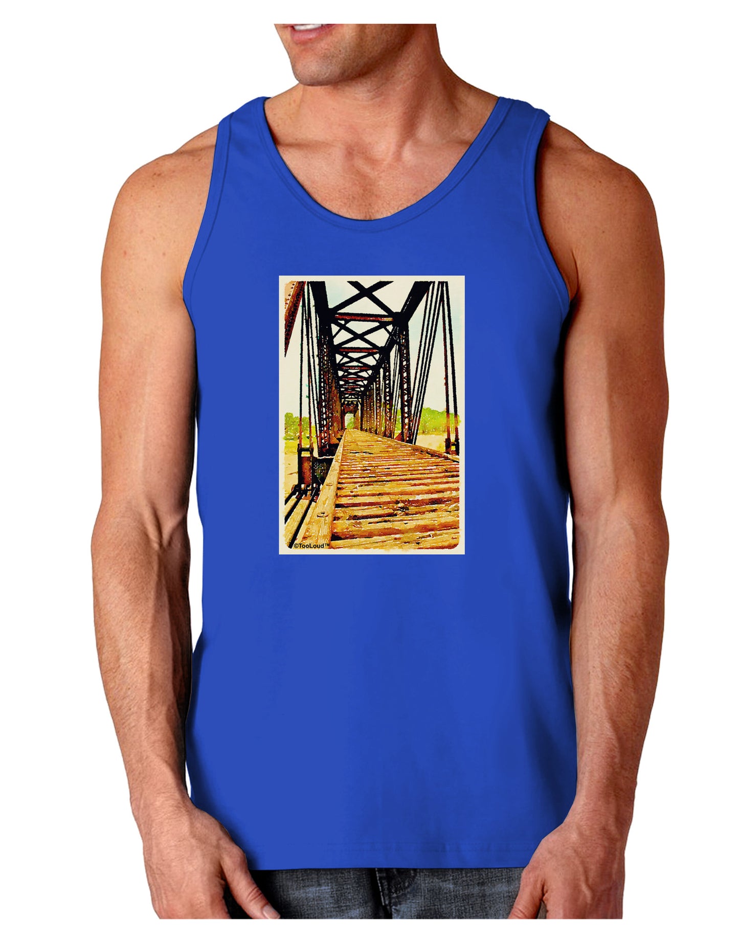 Colorado Bridge Watercolor Dark Loose Tank Top-Mens Loose Tank Top-TooLoud-Royal Blue-Small-Davson Sales