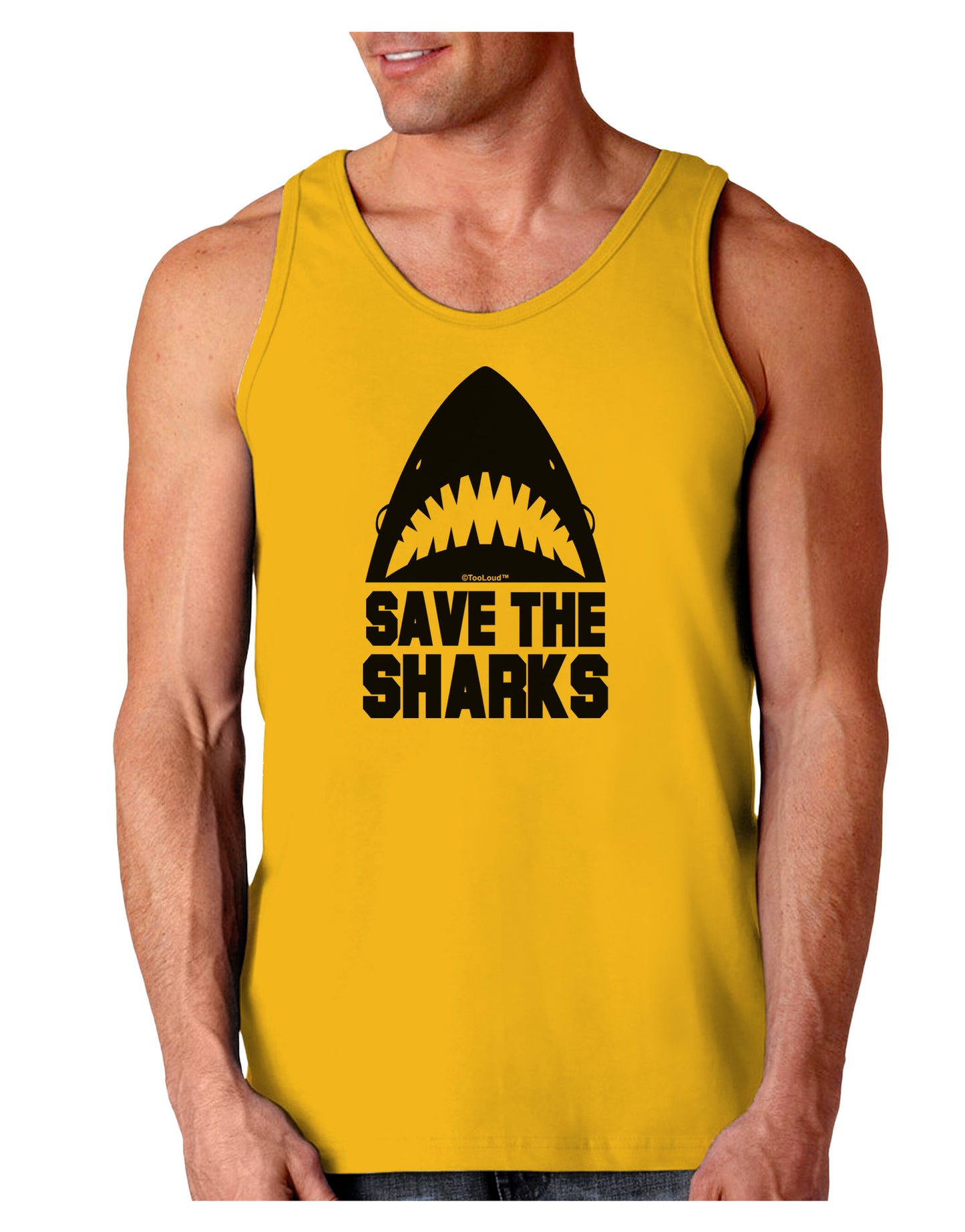 Save The Sharks Loose Tank Top-Loose Tank Top-TooLoud-Gold-Small-Davson Sales