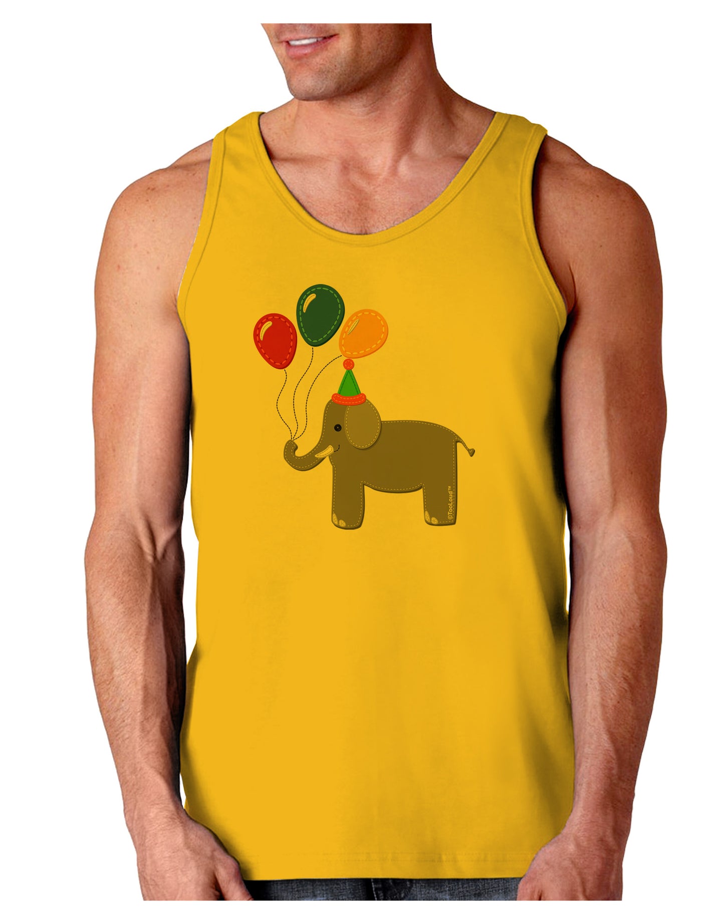 Cute Elephant with Balloons Loose Tank Top-Loose Tank Top-TooLoud-Gold-Small-Davson Sales