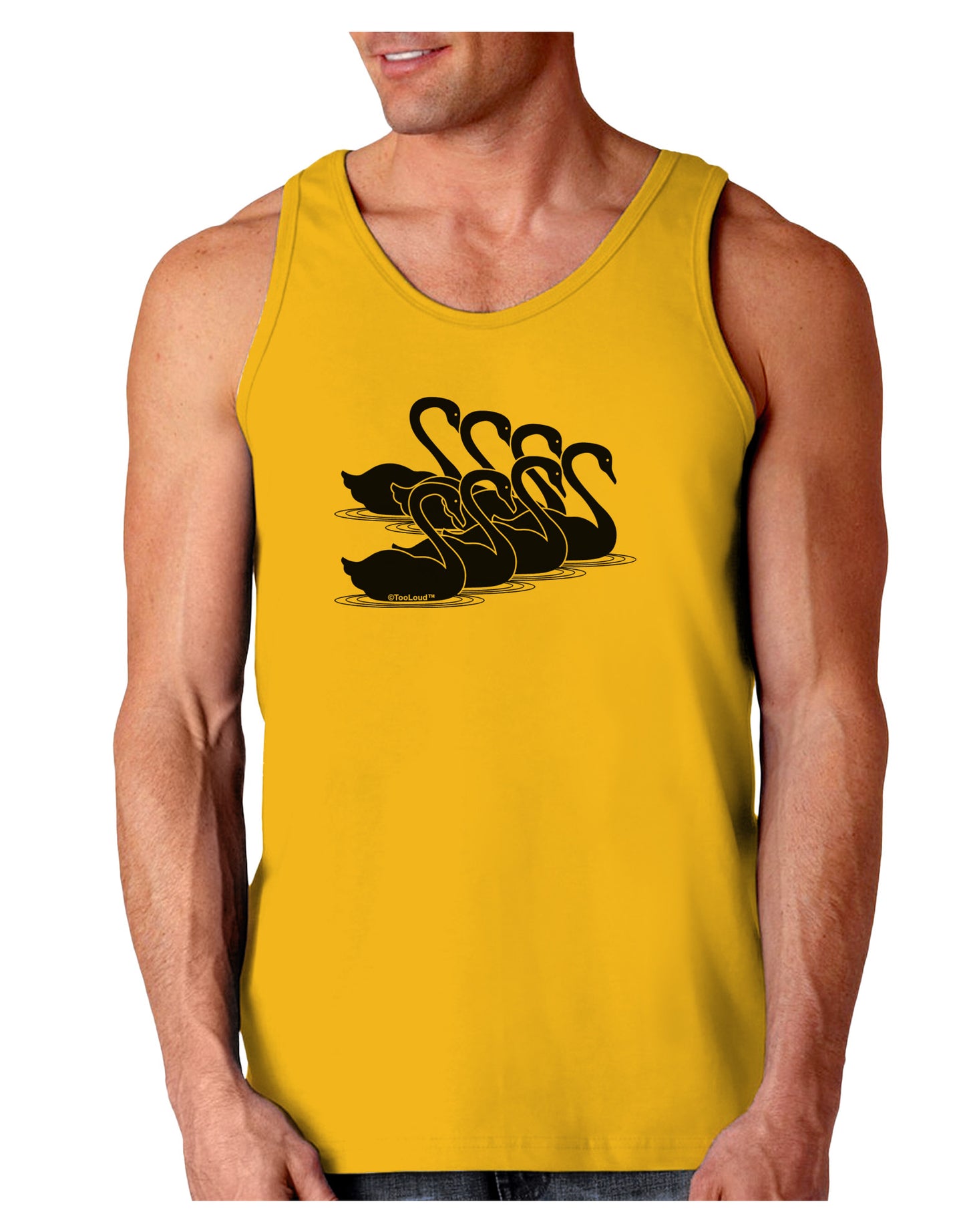 Seven Swans A Swimming Loose Tank Top-Loose Tank Top-TooLoud-Gold-Small-Davson Sales
