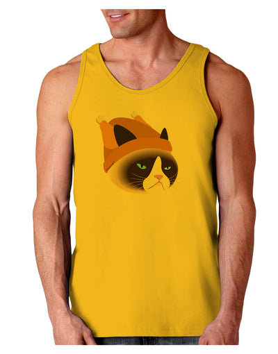 Disgruntled Cat Wearing Turkey Hat Loose Tank Top by-Loose Tank Top-TooLoud-Gold-Small-Davson Sales