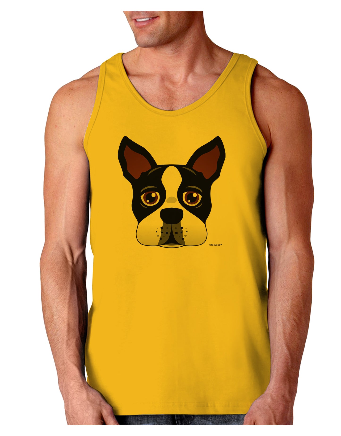 Cute Boston Terrier Dog Face Loose Tank Top-Loose Tank Top-TooLoud-Gold-Small-Davson Sales