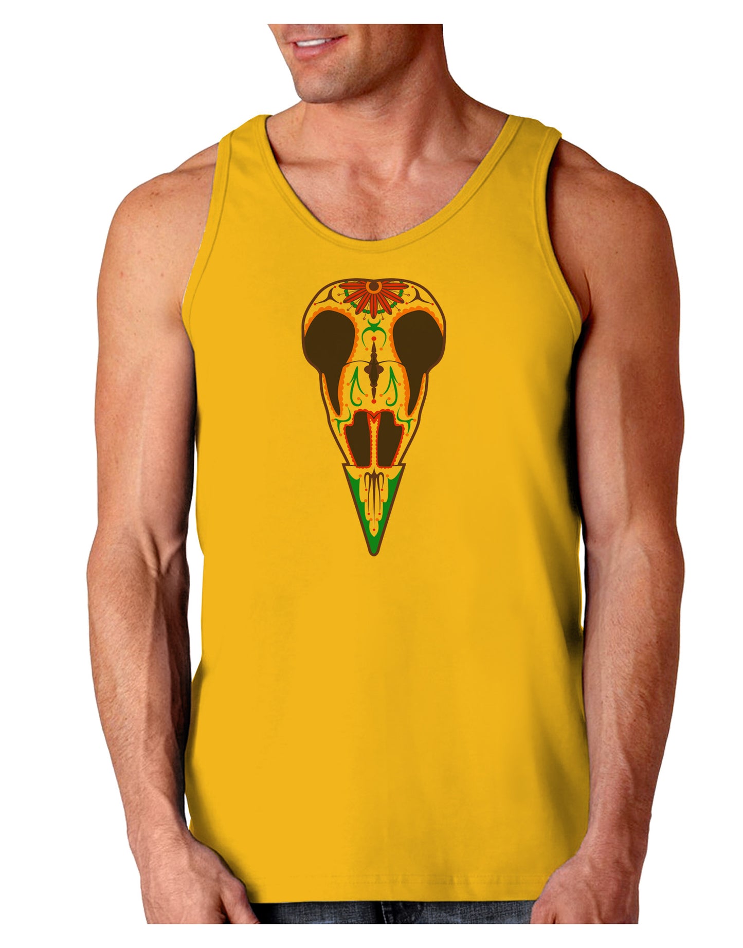 Colorful Mystic Bird Skull Calavera Day of the Dead Loose Tank Top-Loose Tank Top-TooLoud-Gold-Small-Davson Sales