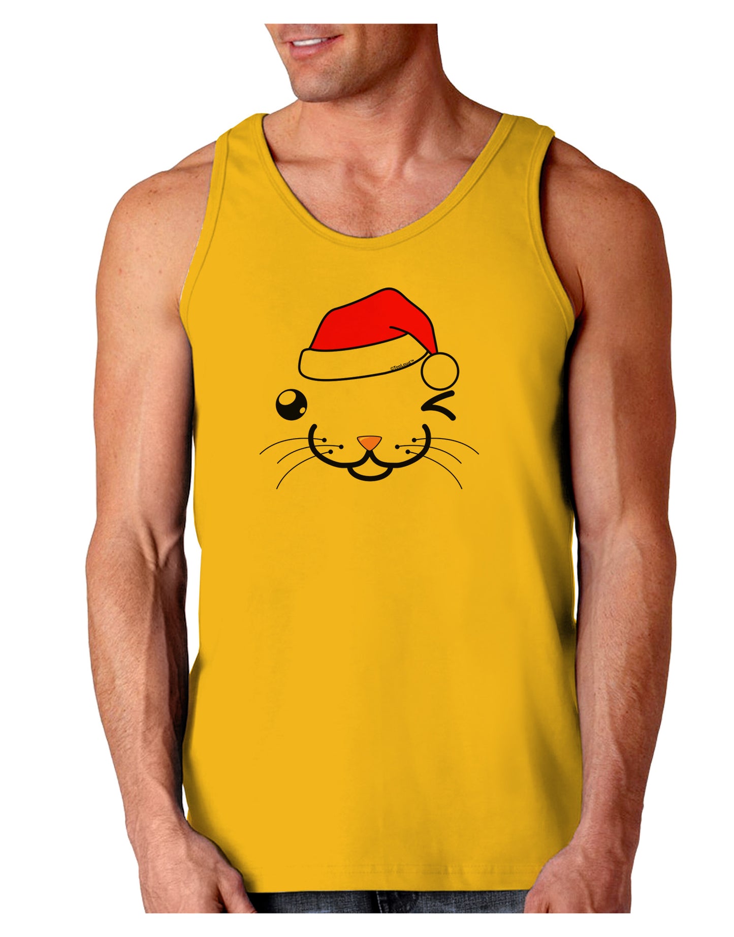 Kyu-T Face Kattio Santa Hat Boy Cat Loose Tank Top-Loose Tank Top-TooLoud-Gold-Small-Davson Sales