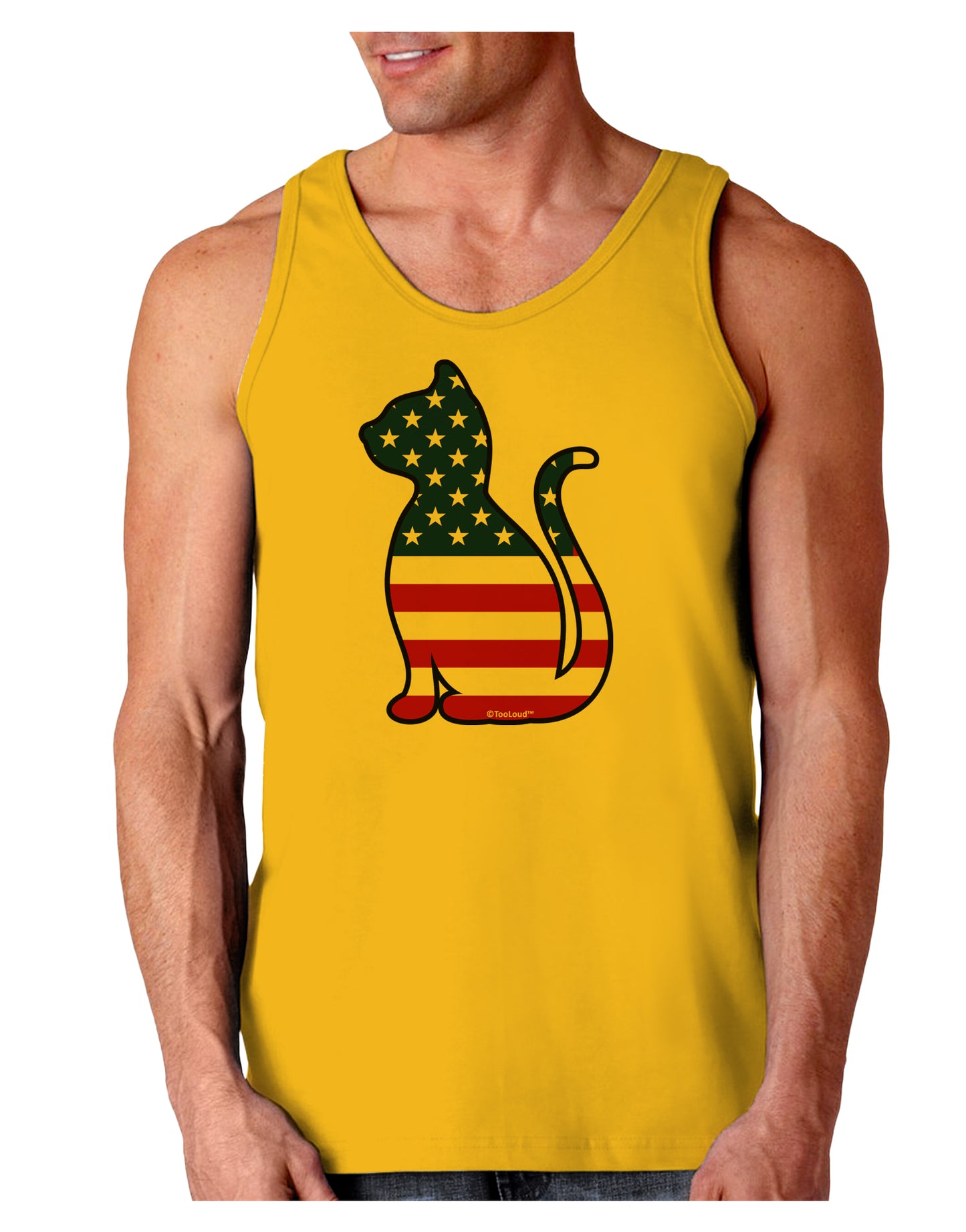 Patriotic Cat Design Loose Tank Top by TooLoud-Loose Tank Top-TooLoud-Gold-Small-Davson Sales