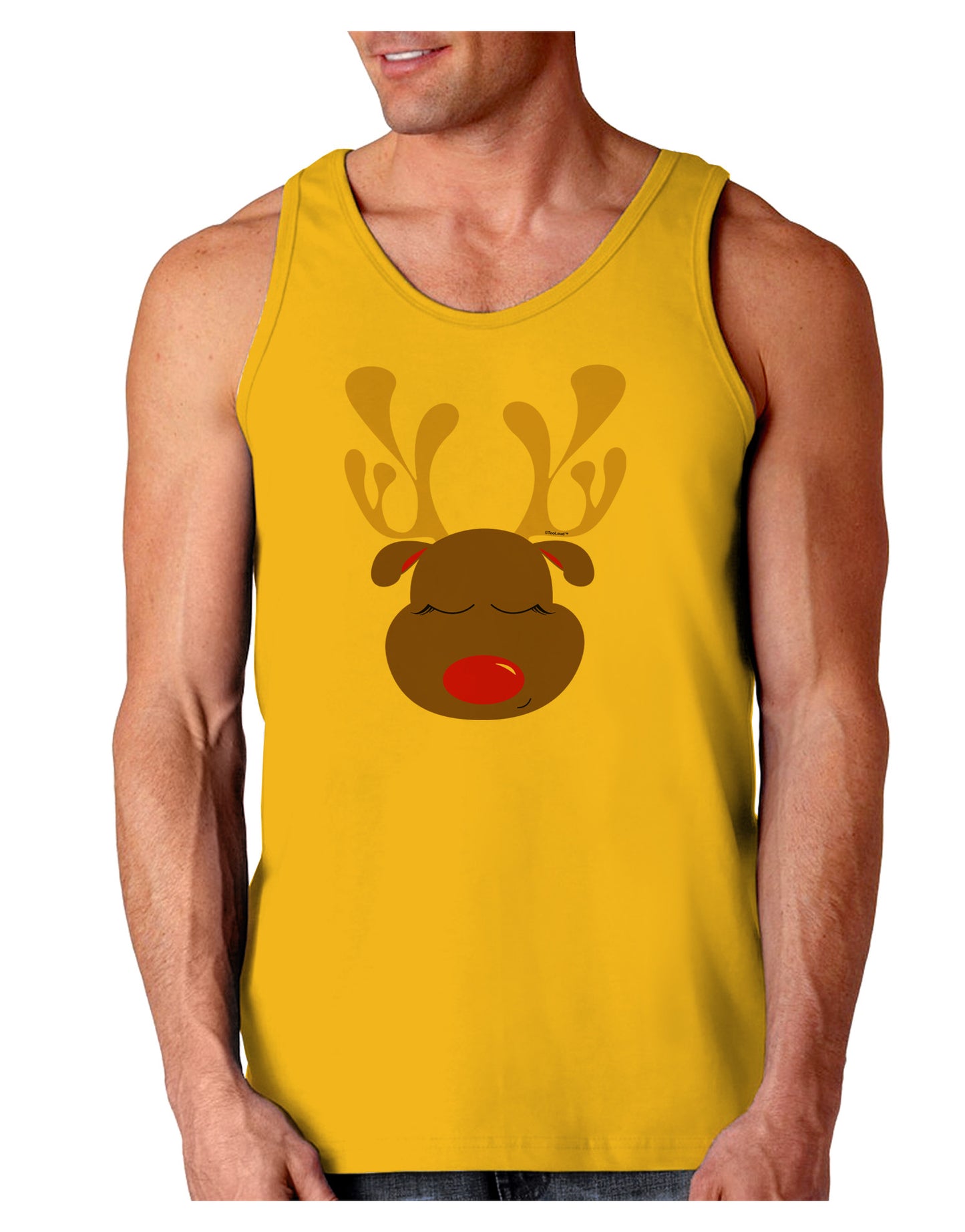 Cute Rudolph Reindeer Face Christmas Loose Tank Top-Loose Tank Top-TooLoud-Gold-Small-Davson Sales