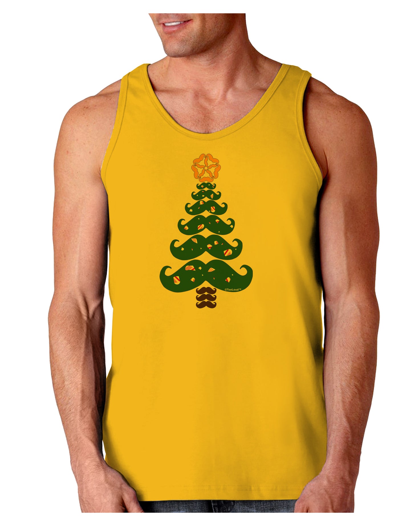 Mustache Christmas Tree Loose Tank Top-Loose Tank Top-TooLoud-Gold-Small-Davson Sales