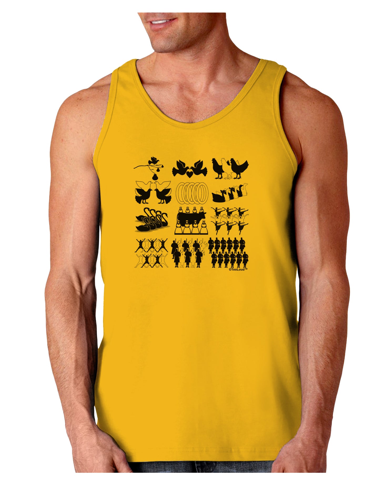 Twelve Days of Christmas Loose Tank Top-Loose Tank Top-TooLoud-Gold-Small-Davson Sales