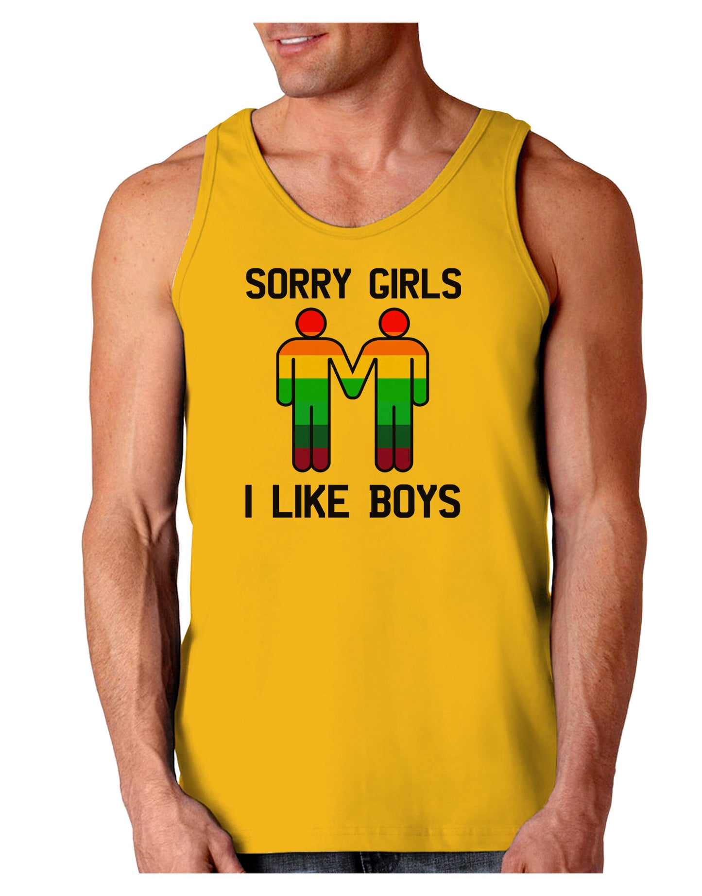 Sorry Girls I Like Boys Gay Rainbow Loose Tank Top-Loose Tank Top-TooLoud-Gold-Small-Davson Sales