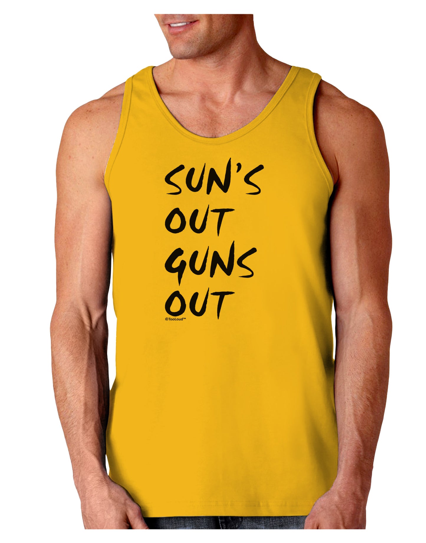 Suns Out Guns Out Loose Tank Top-Loose Tank Top-TooLoud-Gold-Small-Davson Sales