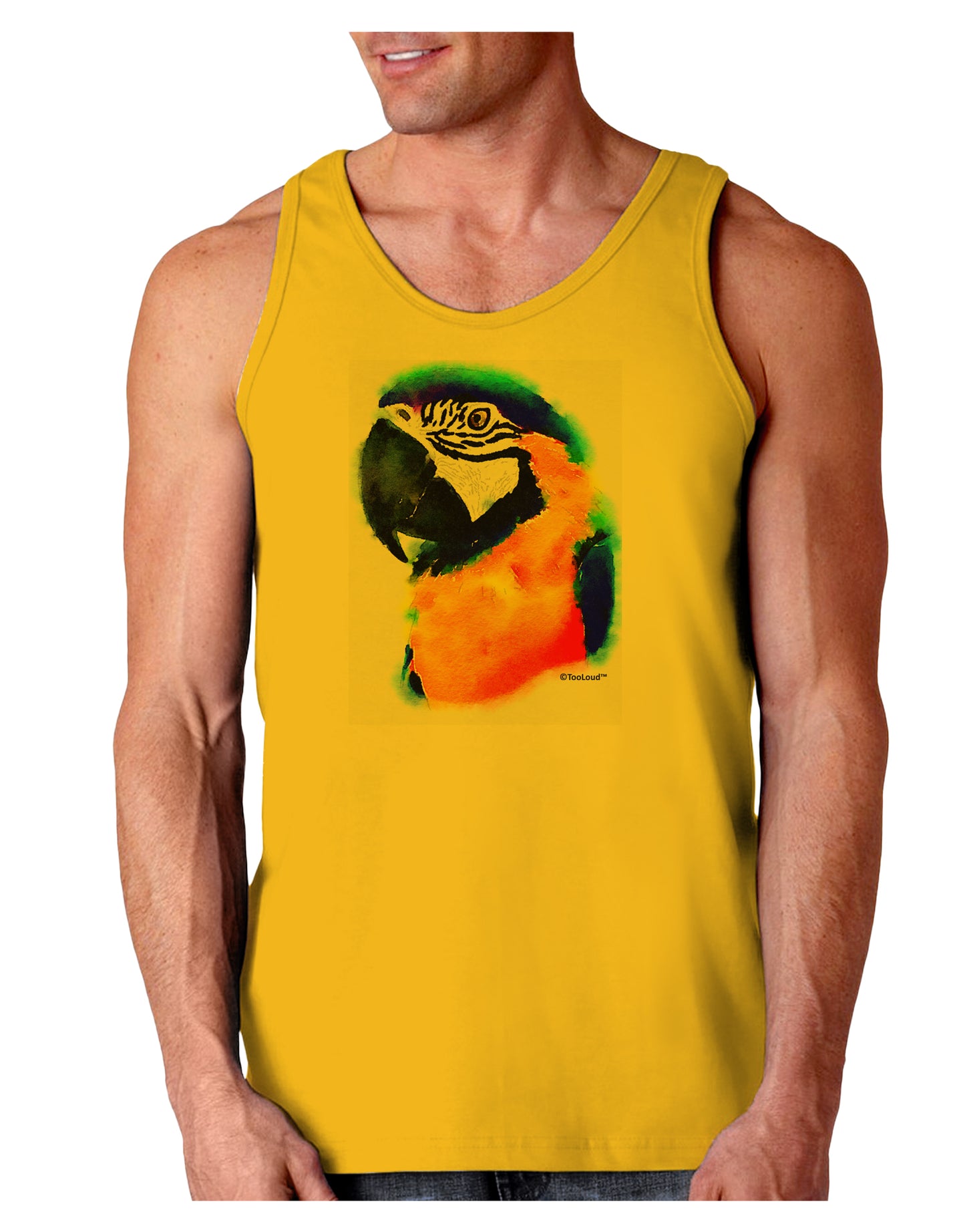 Brightly Colored Parrot Watercolor Loose Tank Top-Loose Tank Top-TooLoud-Gold-Small-Davson Sales