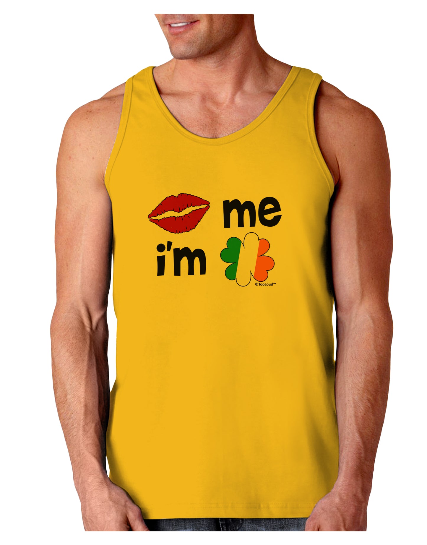 Kiss and Irish Flag Shamrock - Kiss Me I'm Irish Loose Tank Top by TooLoud-Loose Tank Top-TooLoud-Gold-Small-Davson Sales