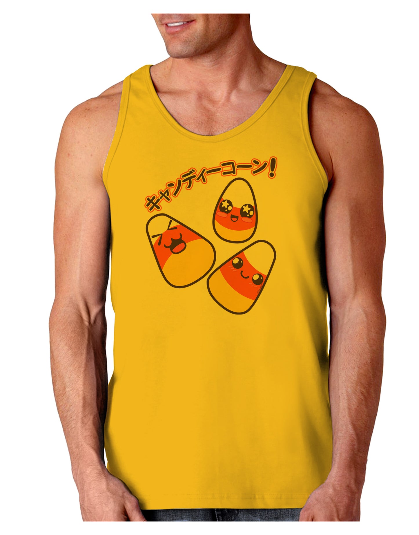 Japanese Kawaii Candy Corn Halloween Loose Tank Top-Loose Tank Top-TooLoud-Gold-Small-Davson Sales