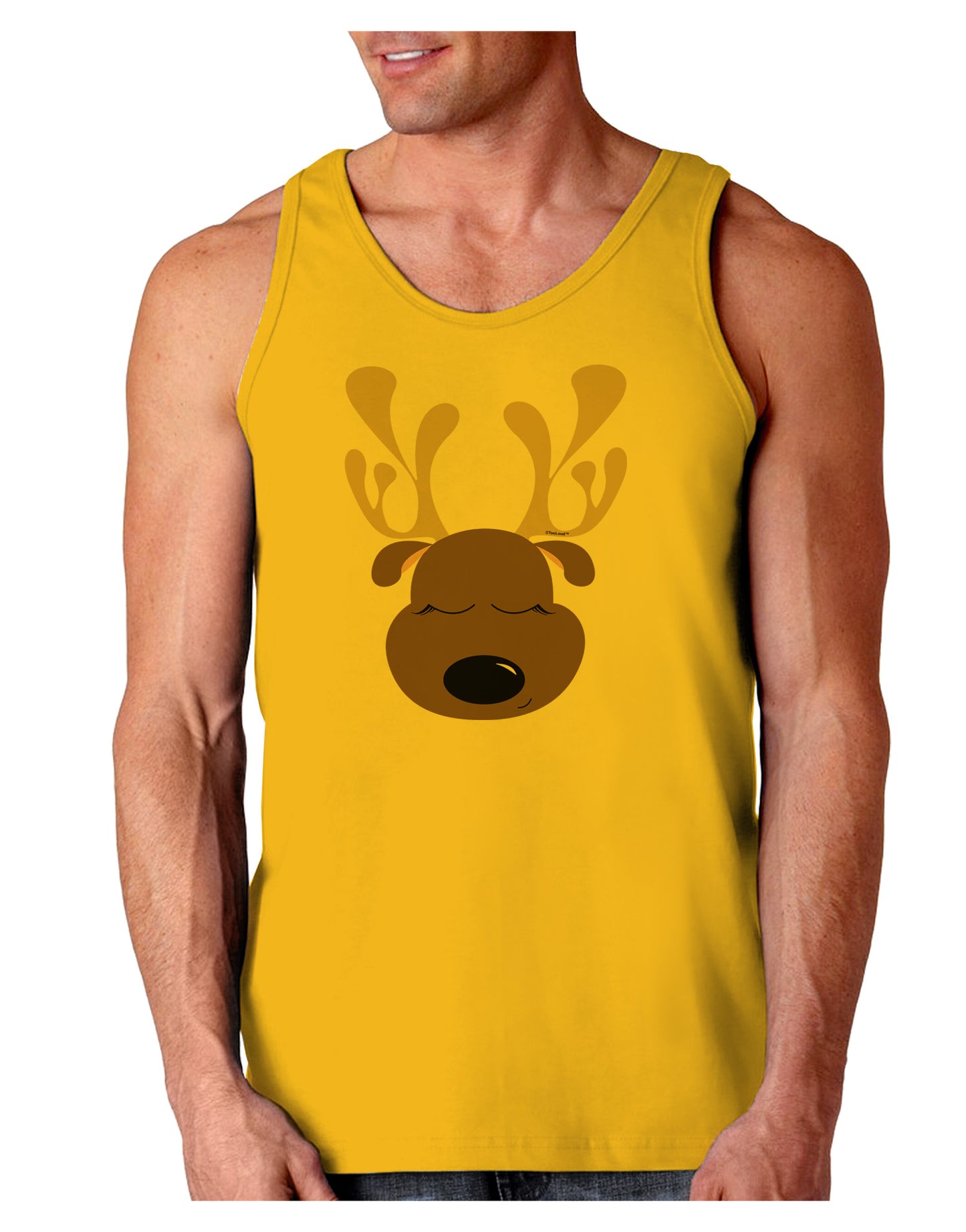 Cute Reindeer Face Christmas Loose Tank Top-Loose Tank Top-TooLoud-Gold-Small-Davson Sales