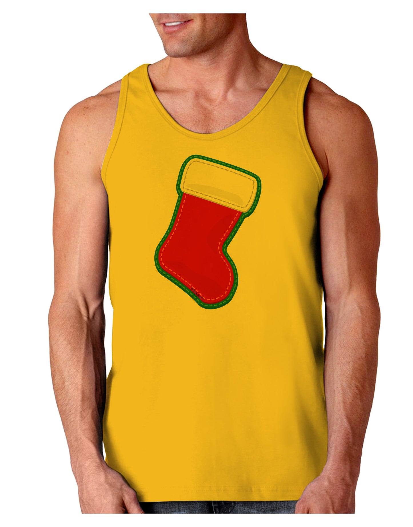 Cute Faux Applique Christmas Stocking Loose Tank Top-Loose Tank Top-TooLoud-Gold-Small-Davson Sales