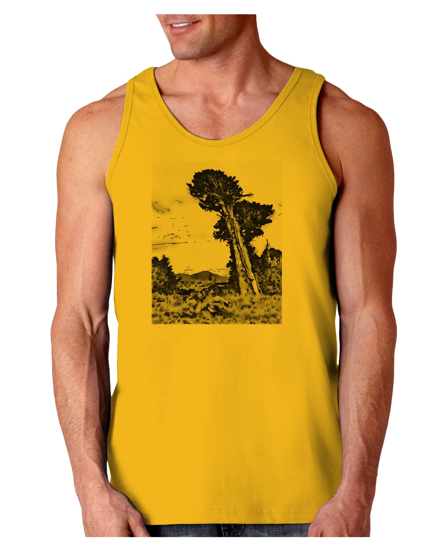 Colorado Landscape Watercolor BW Loose Tank Top-Loose Tank Top-TooLoud-Gold-Small-Davson Sales