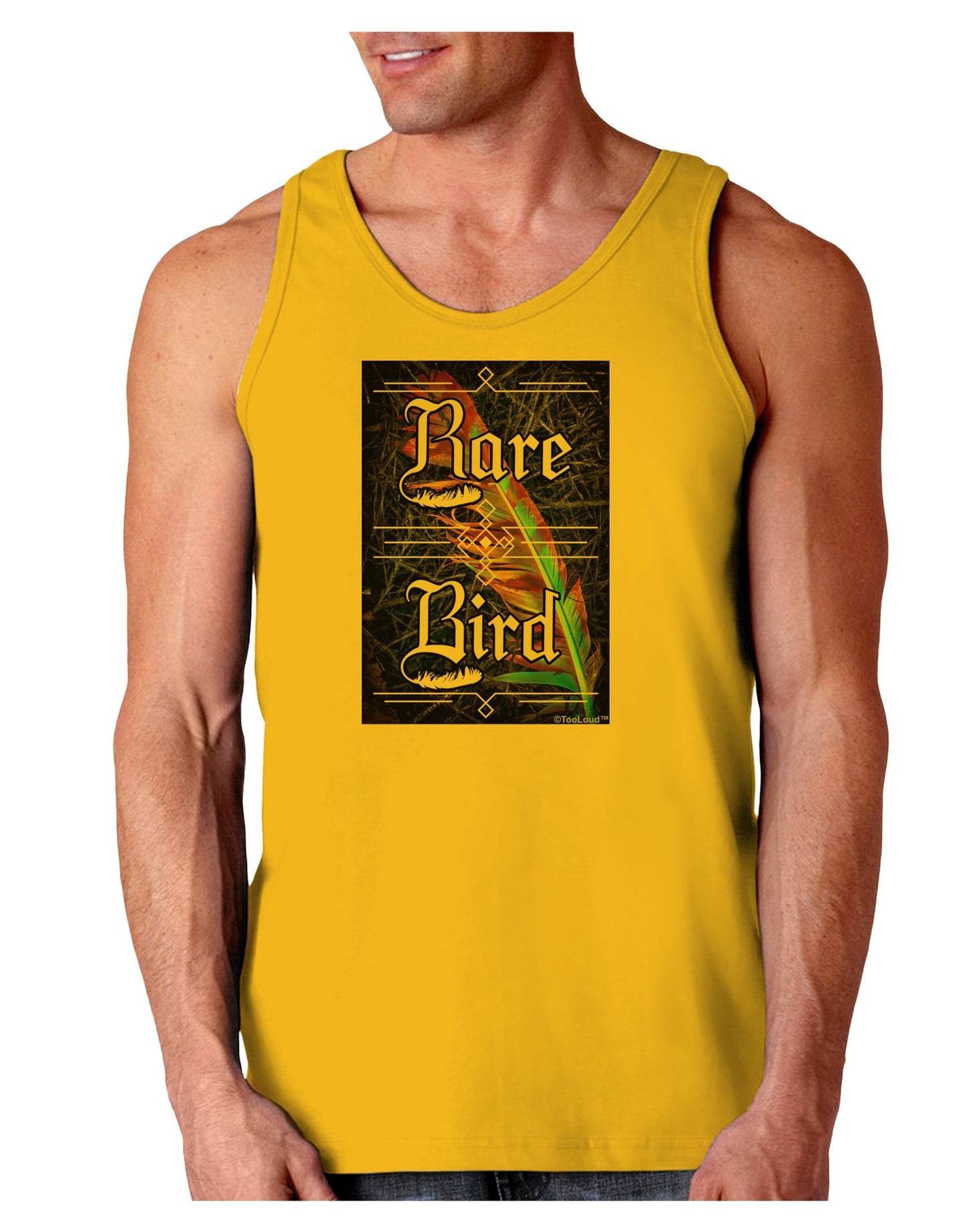 Rare Bird - Colorful Feather Loose Tank Top-Loose Tank Top-TooLoud-Gold-Small-Davson Sales