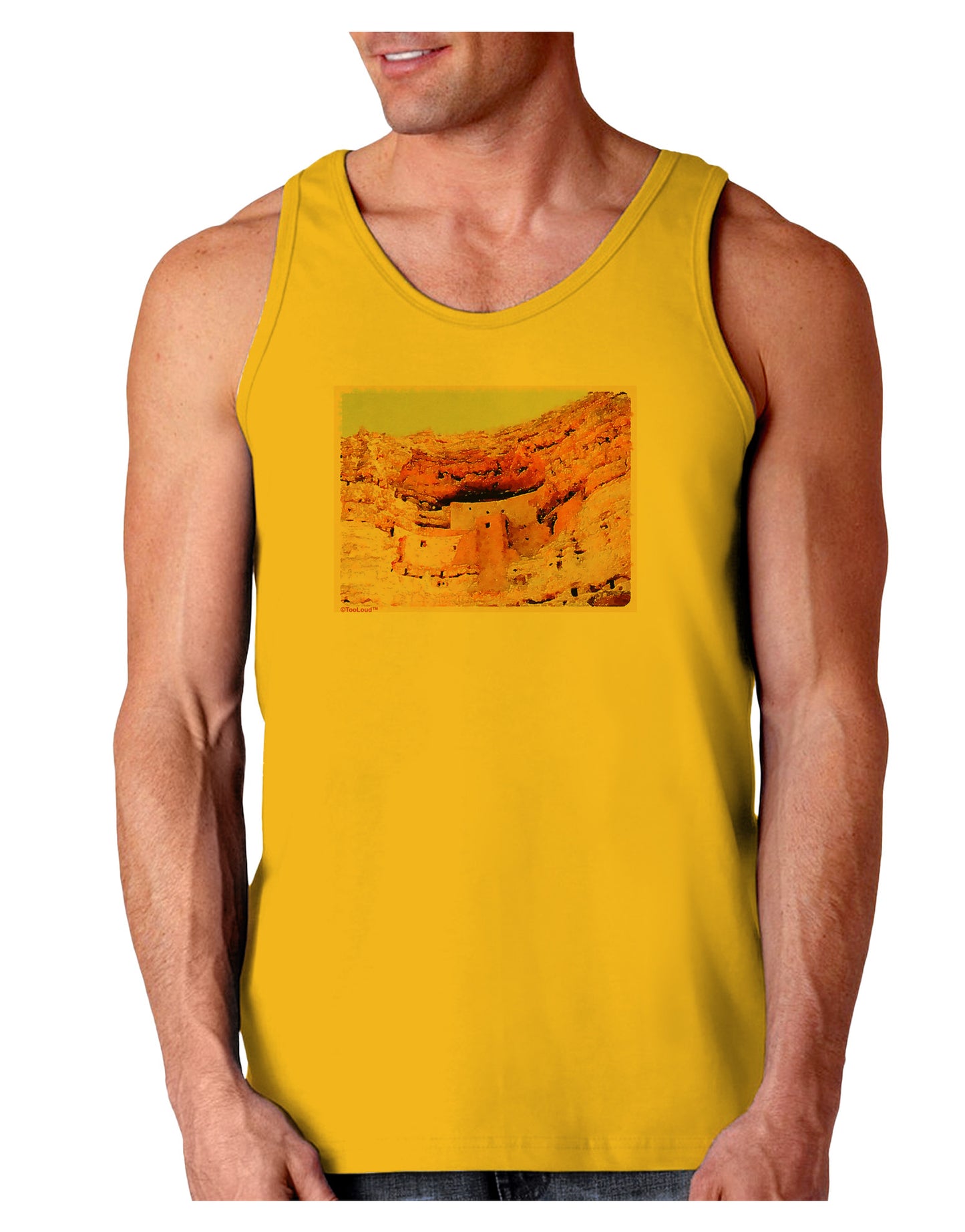 Montezuma Castle Watercolor Loose Tank Top-Loose Tank Top-TooLoud-Gold-Small-Davson Sales