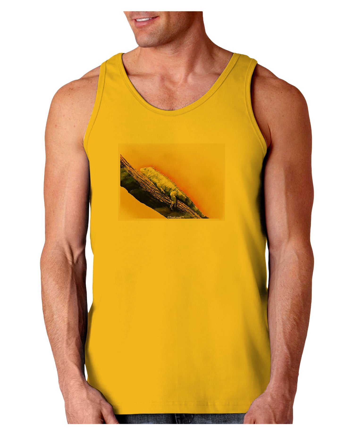 Iguana Watercolor Loose Tank Top-Loose Tank Top-TooLoud-Gold-Small-Davson Sales