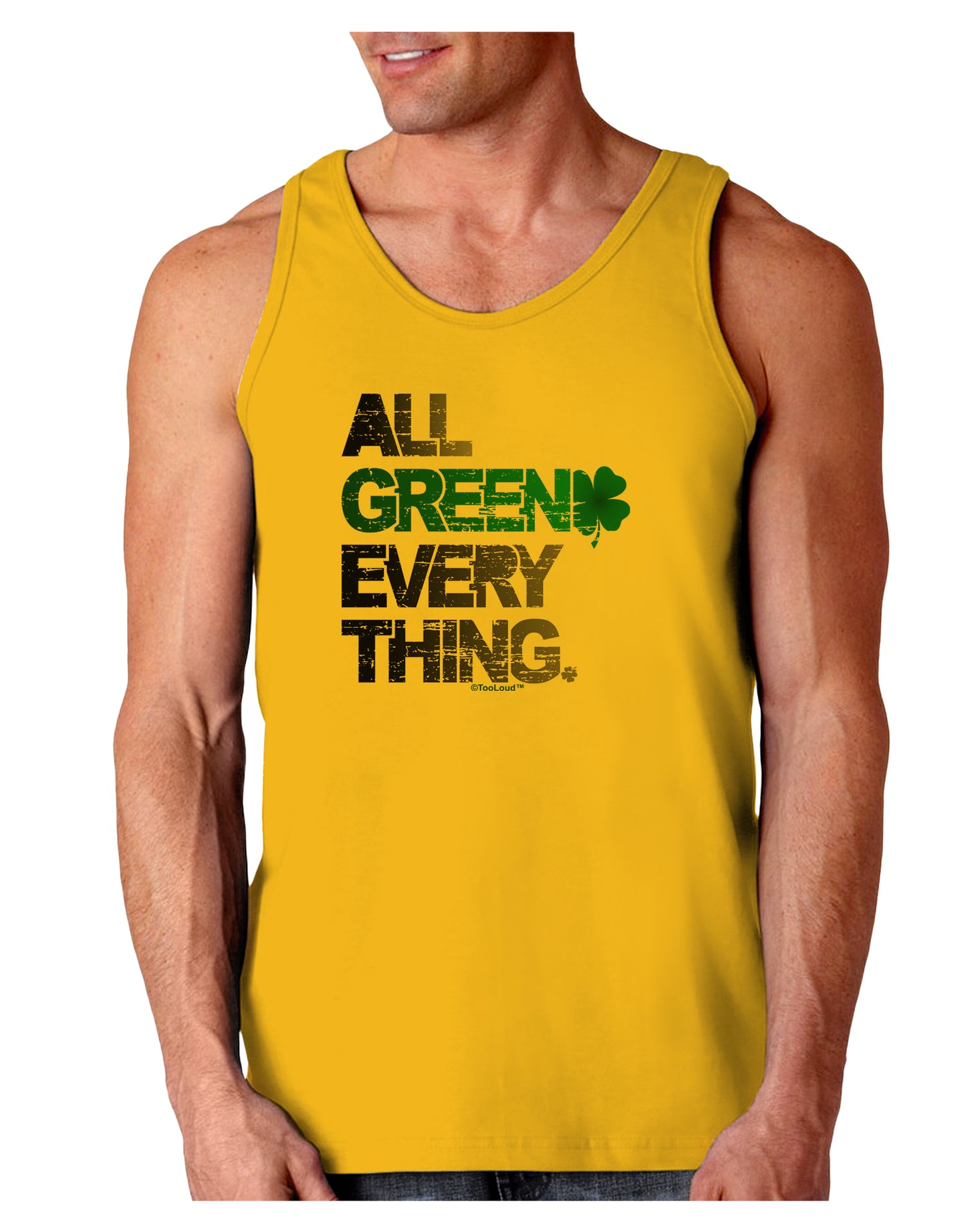 All Green Everything Distressed Loose Tank Top-Loose Tank Top-TooLoud-Gold-Small-Davson Sales