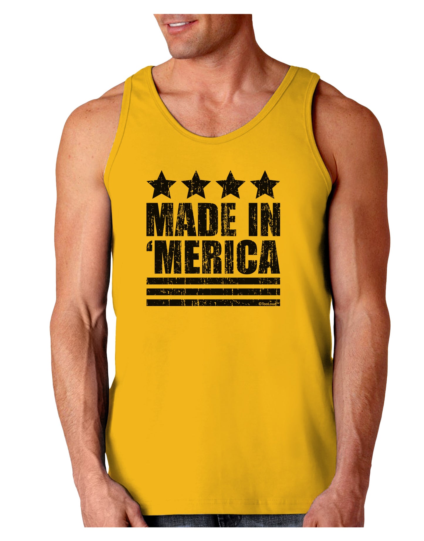 Made in Merica - Stars and Stripes Design Loose Tank Top-Loose Tank Top-TooLoud-Gold-Small-Davson Sales