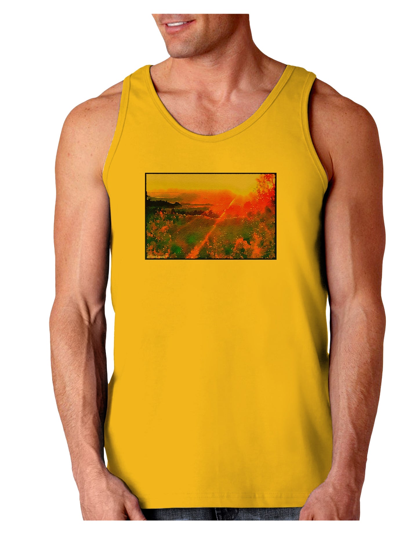 Colorado Sunset Watercolor Loose Tank Top-Loose Tank Top-TooLoud-Gold-Small-Davson Sales
