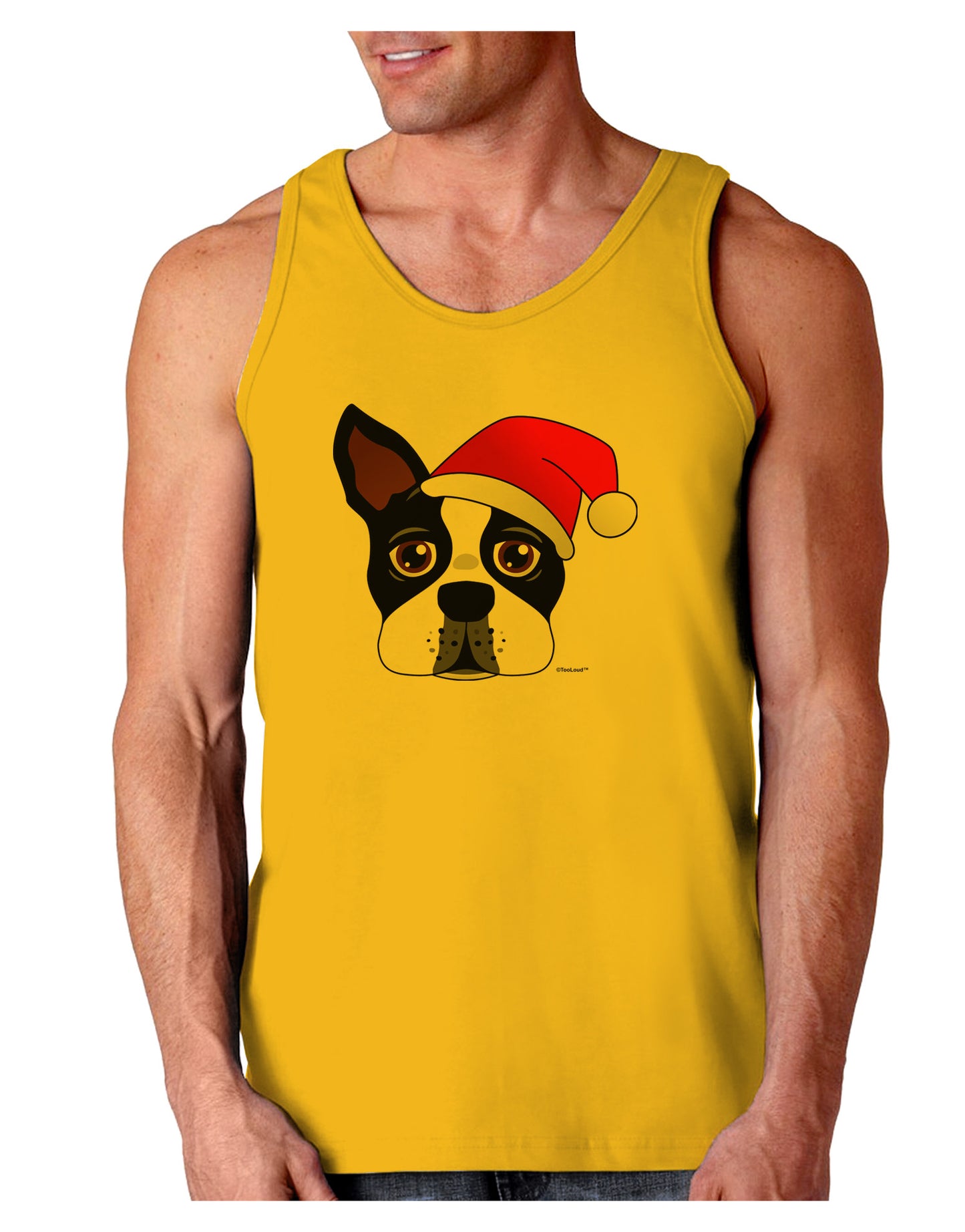 Cute Dog with Santa Hat - Christmas Loose Tank Top-Loose Tank Top-TooLoud-Gold-Small-Davson Sales