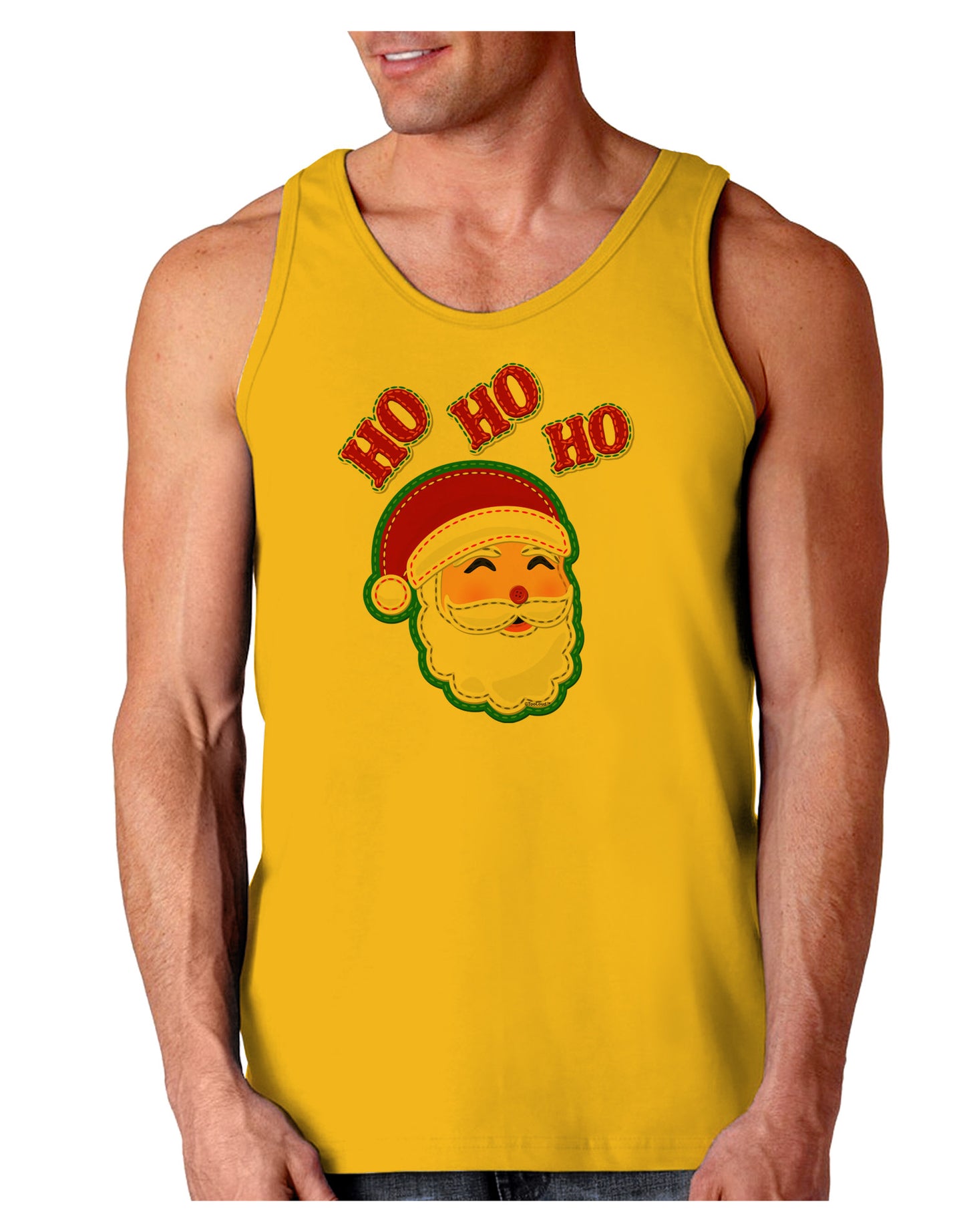 Ho Ho Ho Santa Claus Face Faux Applique Loose Tank Top-Loose Tank Top-TooLoud-Gold-Small-Davson Sales