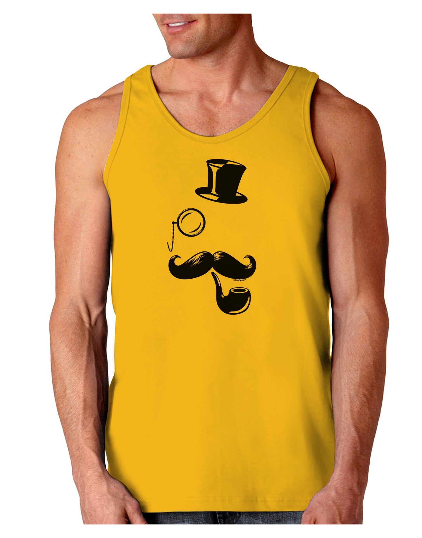 Tophat Mustache Pipe and Monocle Loose Tank Top-Loose Tank Top-TooLoud-Gold-Small-Davson Sales