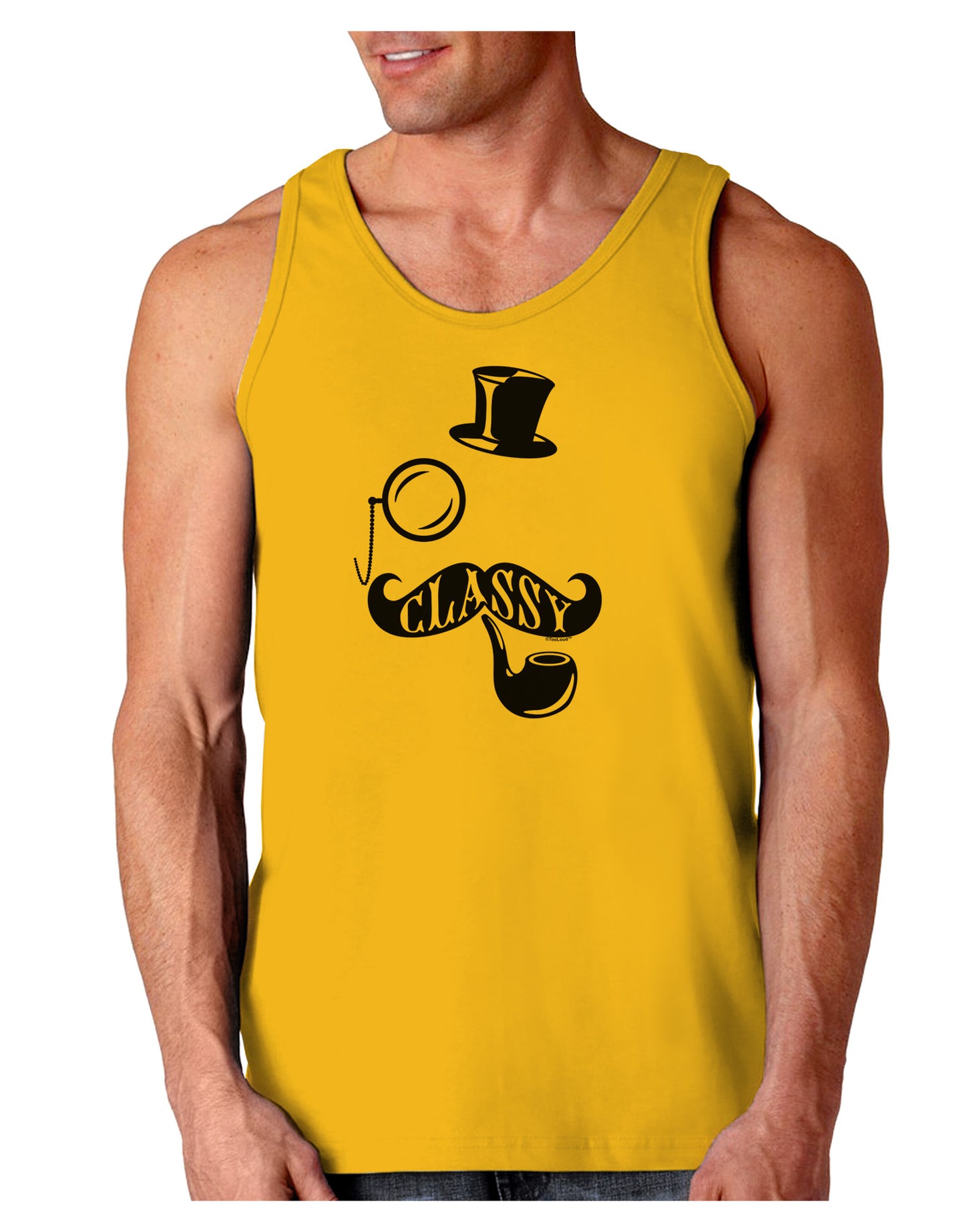 Classy Tophat Mustache Pipe and Monocle Loose Tank Top-Loose Tank Top-TooLoud-Gold-Small-Davson Sales