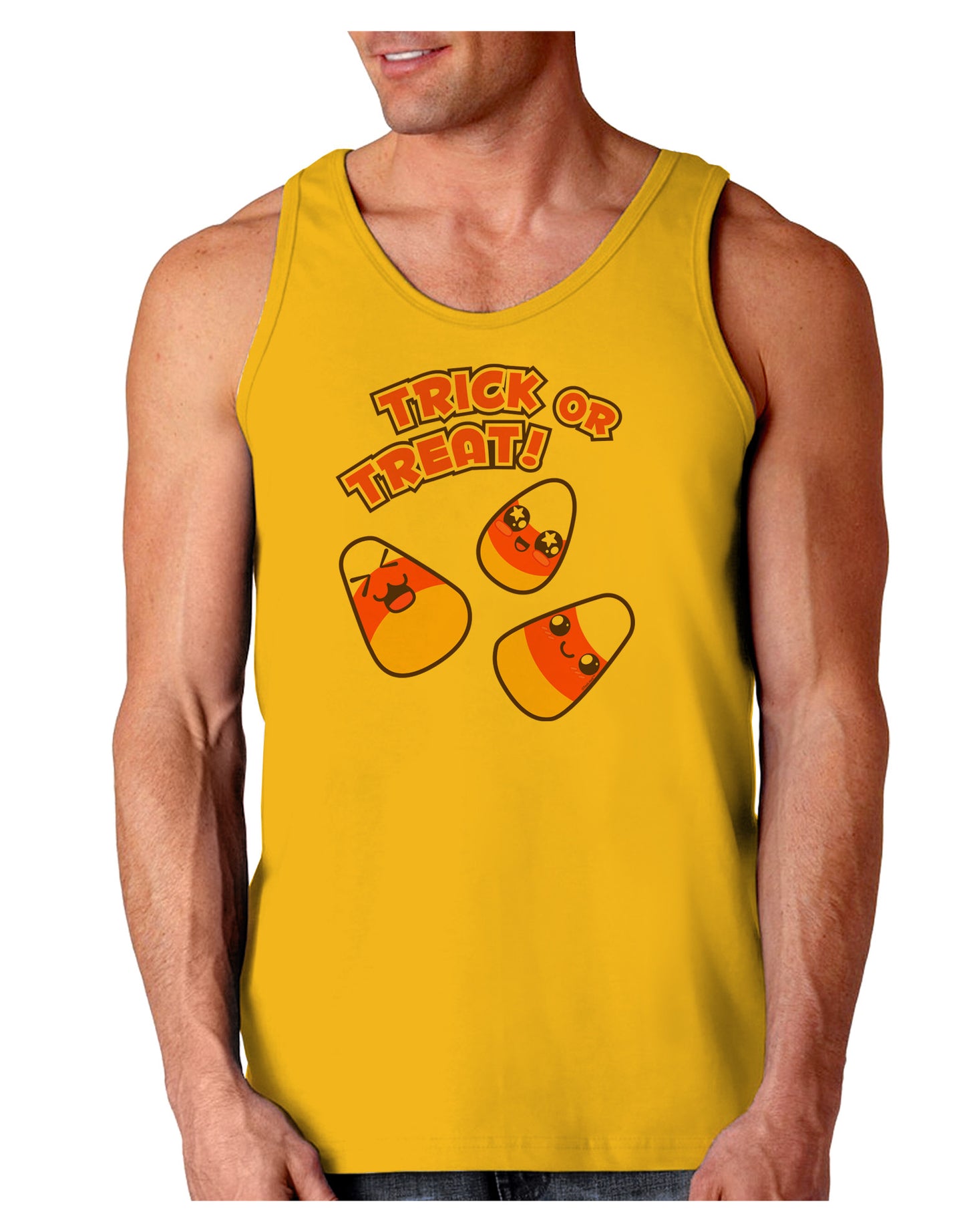 TooLoud Trick or Treat Cute Candy Corn Halloween Loose Tank Top-Loose Tank Top-TooLoud-Gold-Small-Davson Sales
