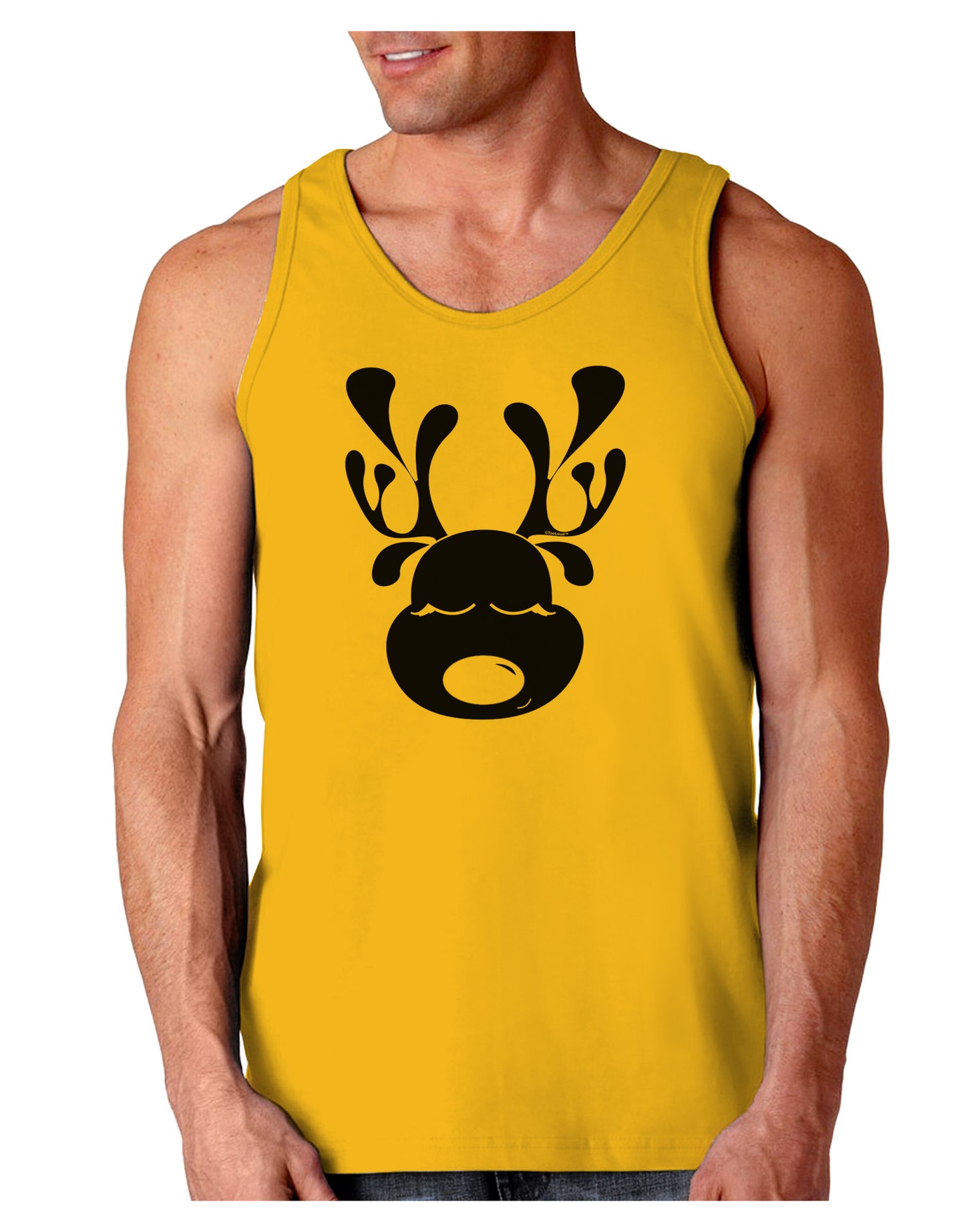 Cute Black Reindeer Face Christmas Loose Tank Top-Loose Tank Top-TooLoud-Gold-Small-Davson Sales
