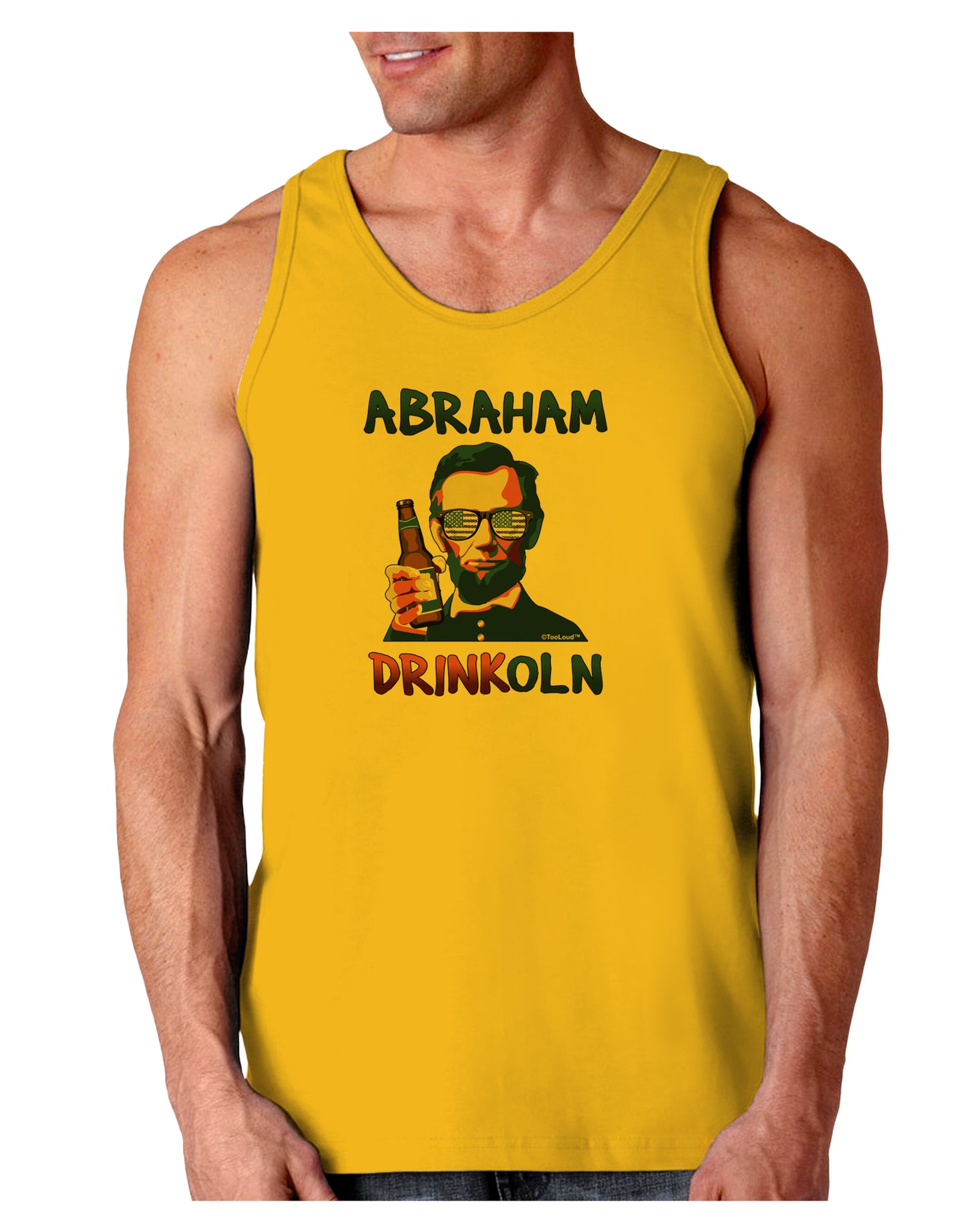 Abraham Drinkoln with Text Loose Tank Top-Loose Tank Top-TooLoud-Gold-Small-Davson Sales