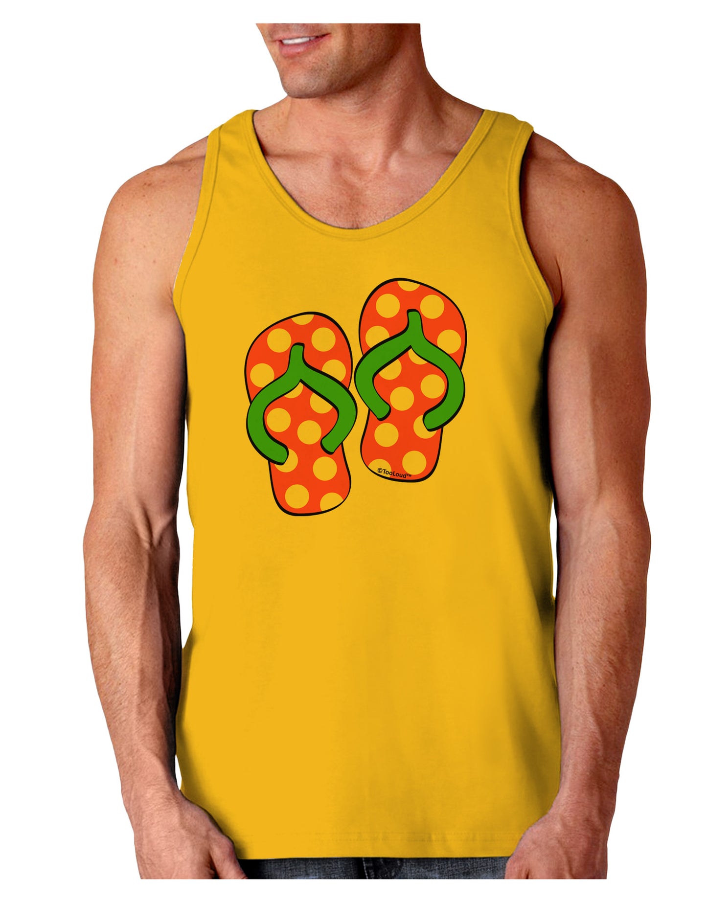 Cute Polka Dot Flip Flops - Pink and Green Loose Tank Top-Loose Tank Top-TooLoud-Gold-Small-Davson Sales