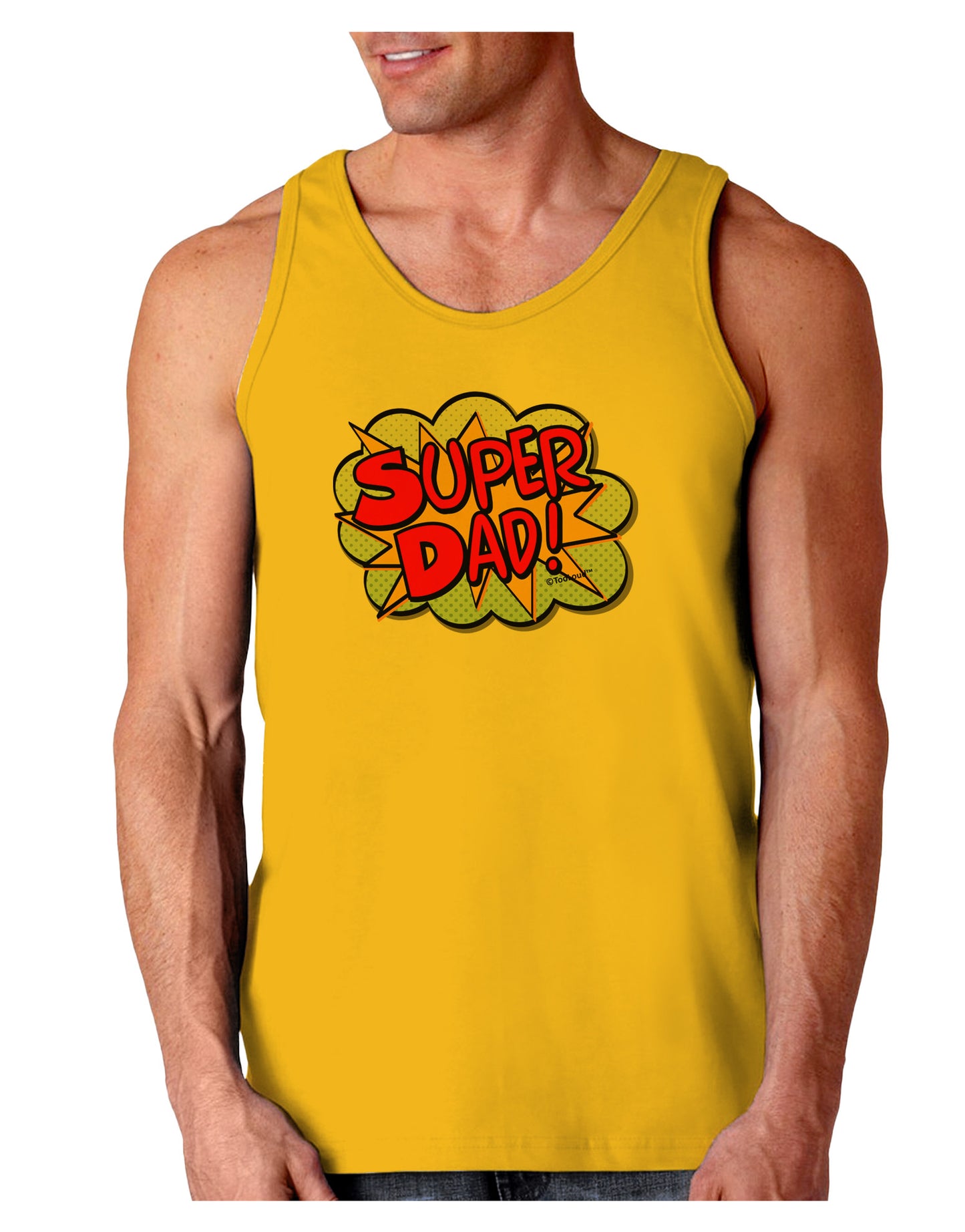 Super Dad - Superhero Comic Style Loose Tank Top-Loose Tank Top-TooLoud-Gold-Small-Davson Sales