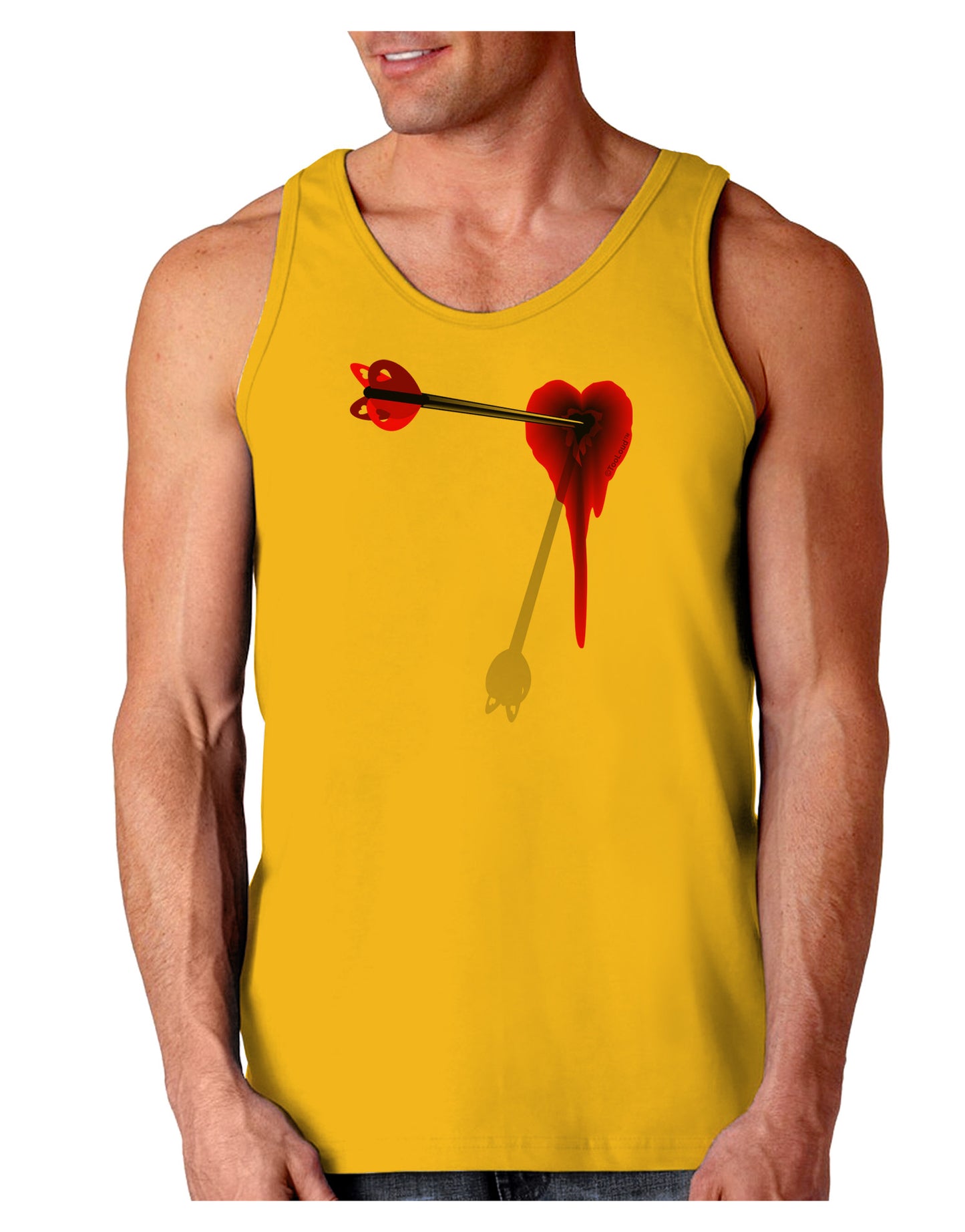 Cupid's Arrow Heart Shot Wound Loose Tank Top-Loose Tank Top-TooLoud-Gold-Small-Davson Sales