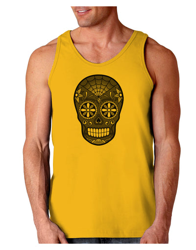 TooLoud Version 9 Black and White Day of the Dead Calavera Loose Tank Top-Loose Tank Top-TooLoud-Gold-Small-Davson Sales
