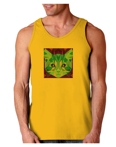 Geometric Kitty Inverted Loose Tank Top-Loose Tank Top-TooLoud-Gold-Small-Davson Sales