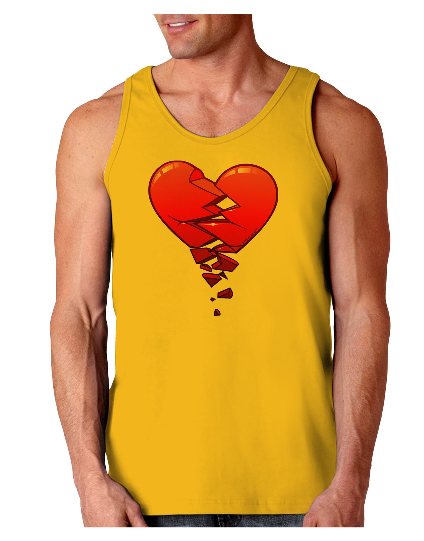 Crumbling Broken Heart Loose Tank Top by-Loose Tank Top-TooLoud-Gold-Small-Davson Sales