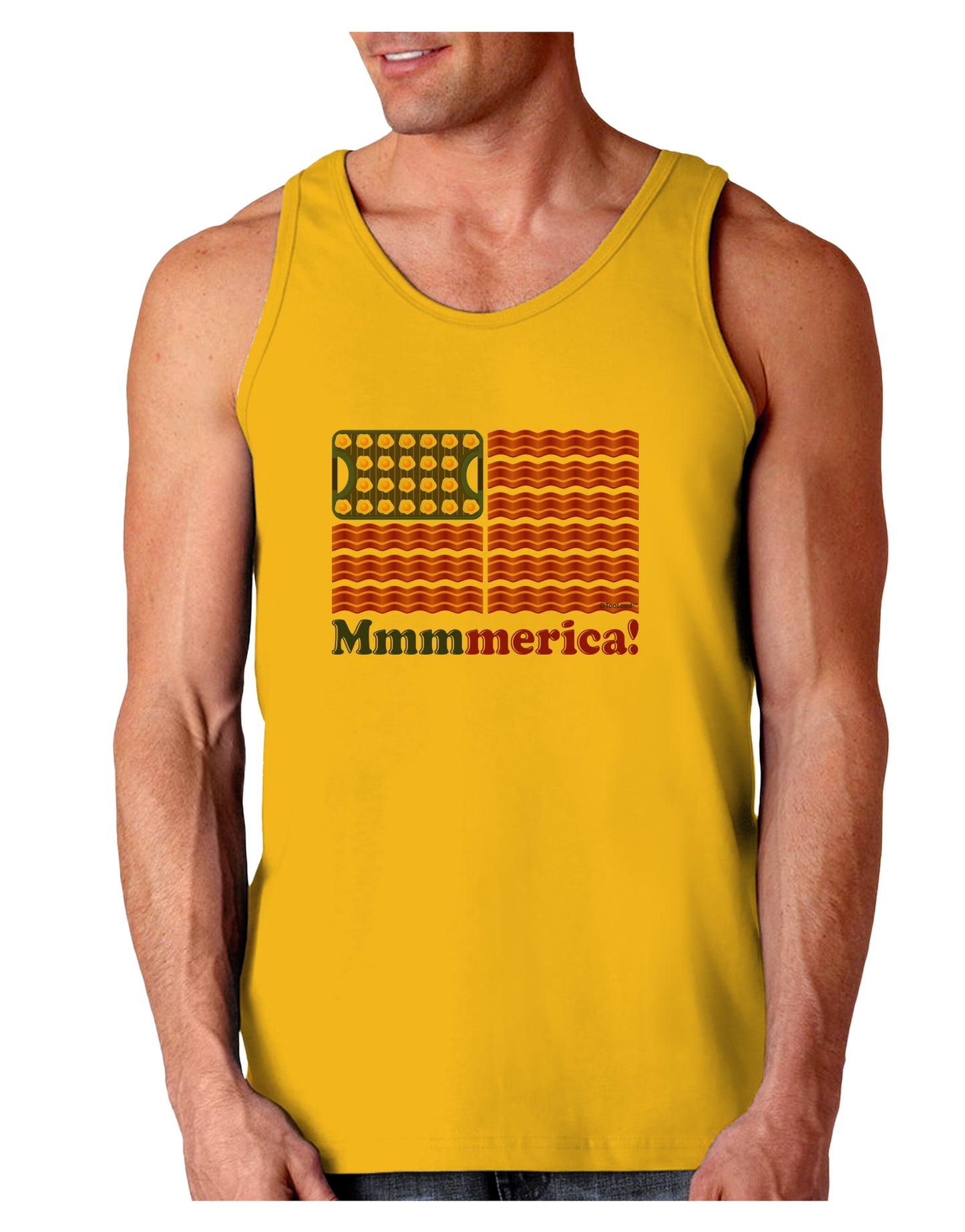 American Breakfast Flag - Bacon and Eggs - Mmmmerica Loose Tank Top-Loose Tank Top-TooLoud-Gold-Small-Davson Sales