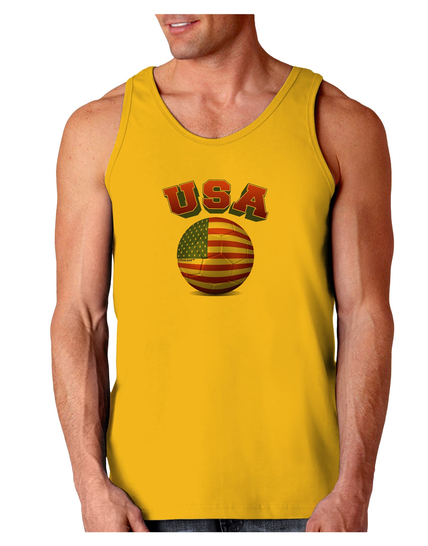 Soccer Ball Flag - USA Loose Tank Top-Loose Tank Top-TooLoud-Gold-Small-Davson Sales