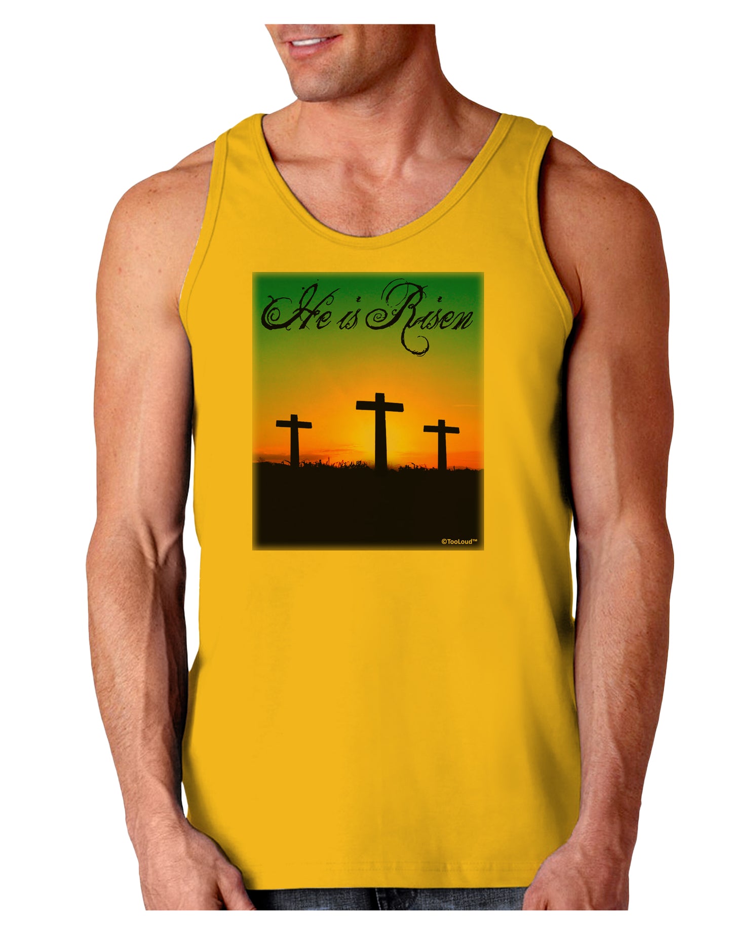 Three Crosses Sunrise - He Is Risen Loose Tank Top by TooLoud-Loose Tank Top-TooLoud-Gold-Small-Davson Sales