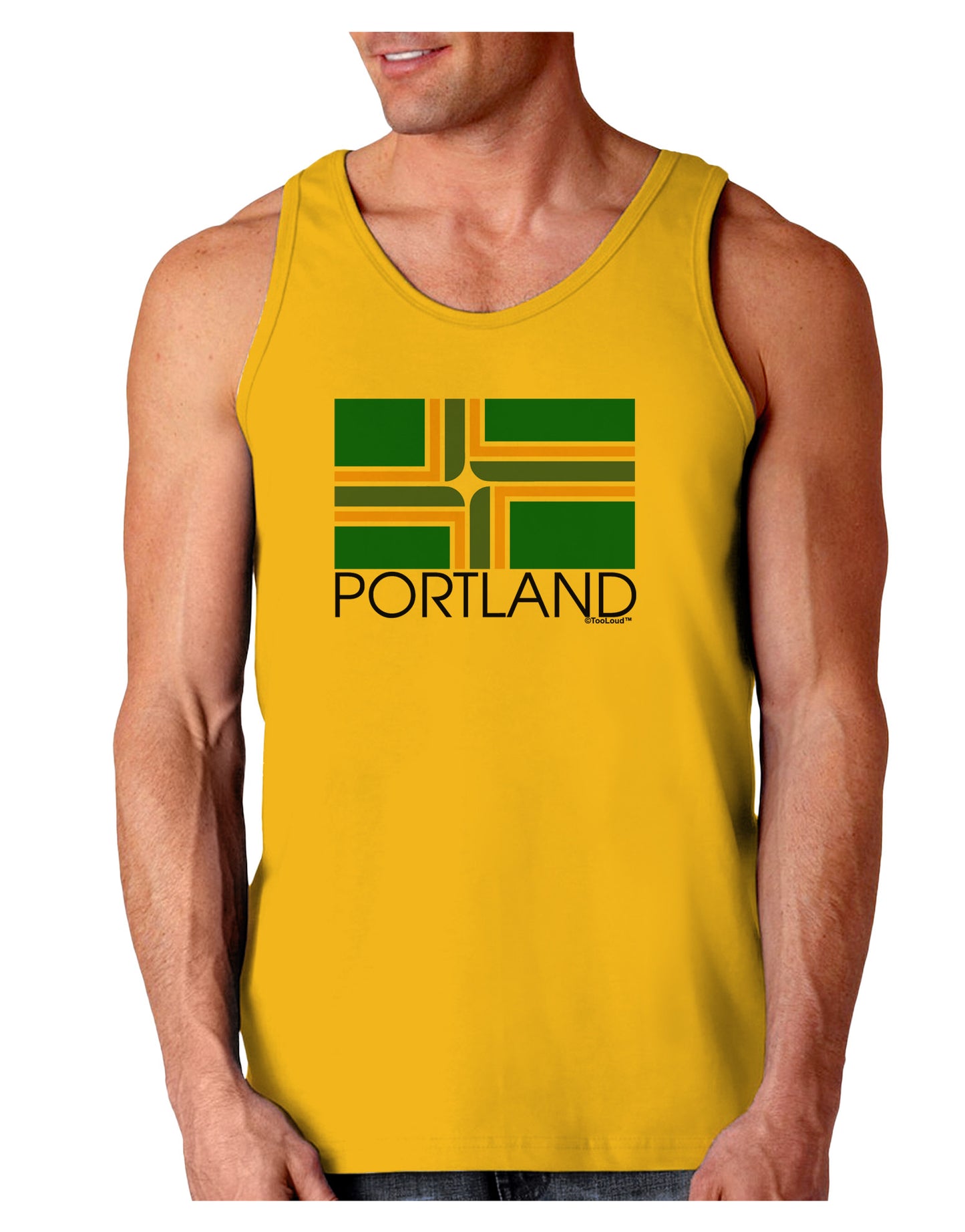 Portland Oregon Flag Text Loose Tank Top-Loose Tank Top-TooLoud-Gold-Small-Davson Sales