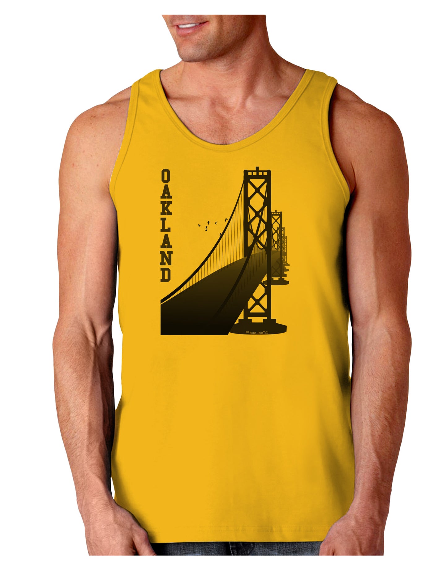 Oakland Text Bay Bridge Loose Tank Top-Loose Tank Top-TooLoud-Gold-Small-Davson Sales