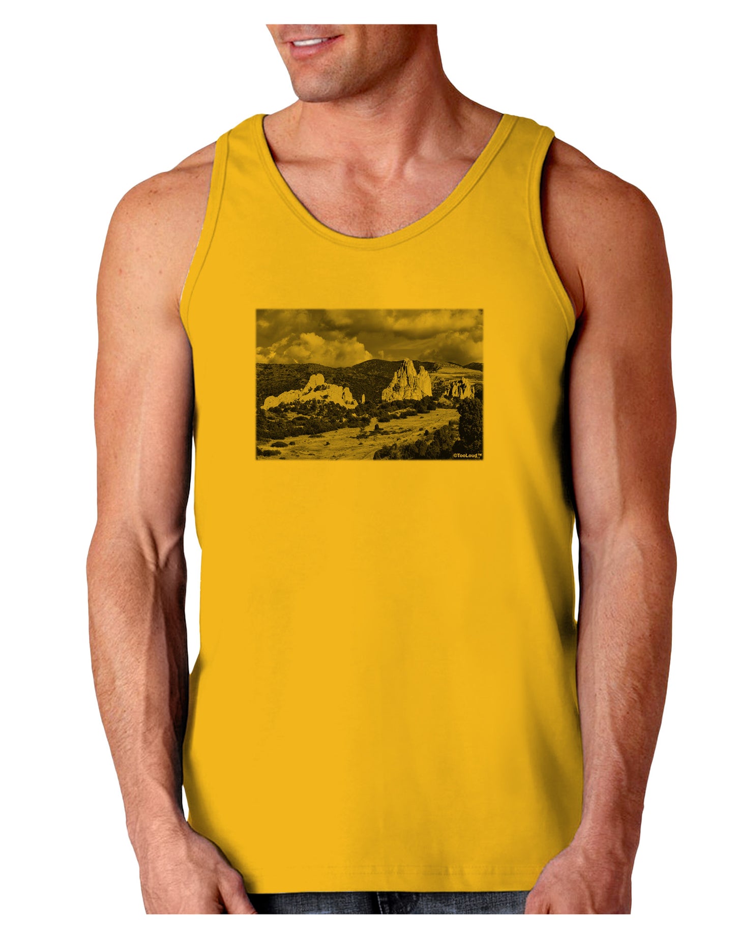CO Mountain Forest Scene Loose Tank Top-Loose Tank Top-TooLoud-Gold-Small-Davson Sales
