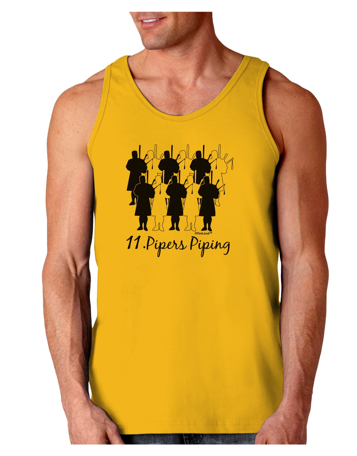 Eleven Pipers Piping Text Loose Tank Top-Loose Tank Top-TooLoud-Gold-Small-Davson Sales