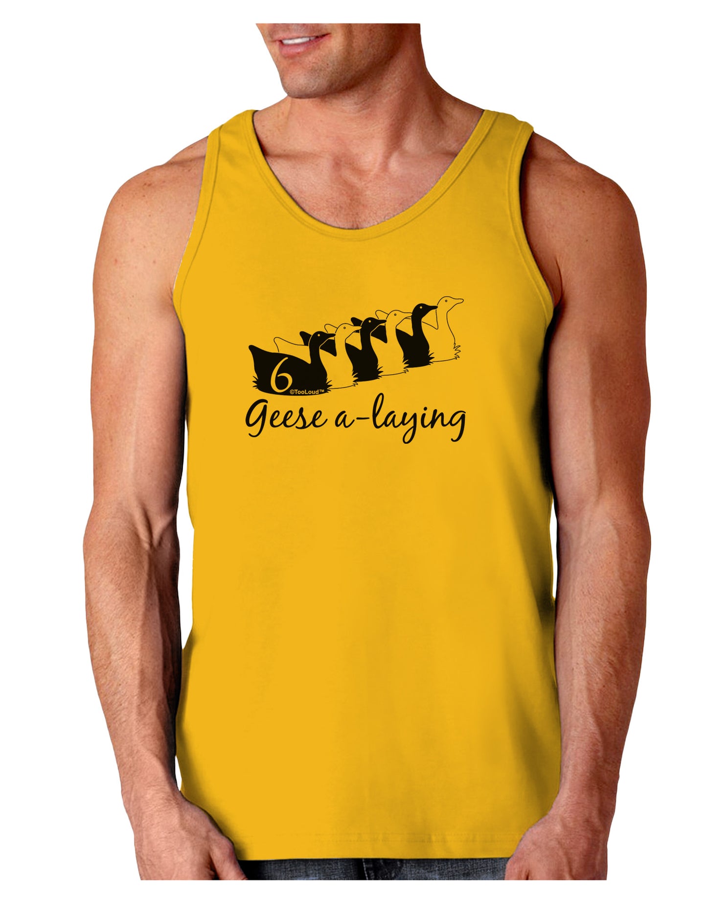 Six Geese A laying Text Loose Tank Top-Loose Tank Top-TooLoud-Gold-Small-Davson Sales