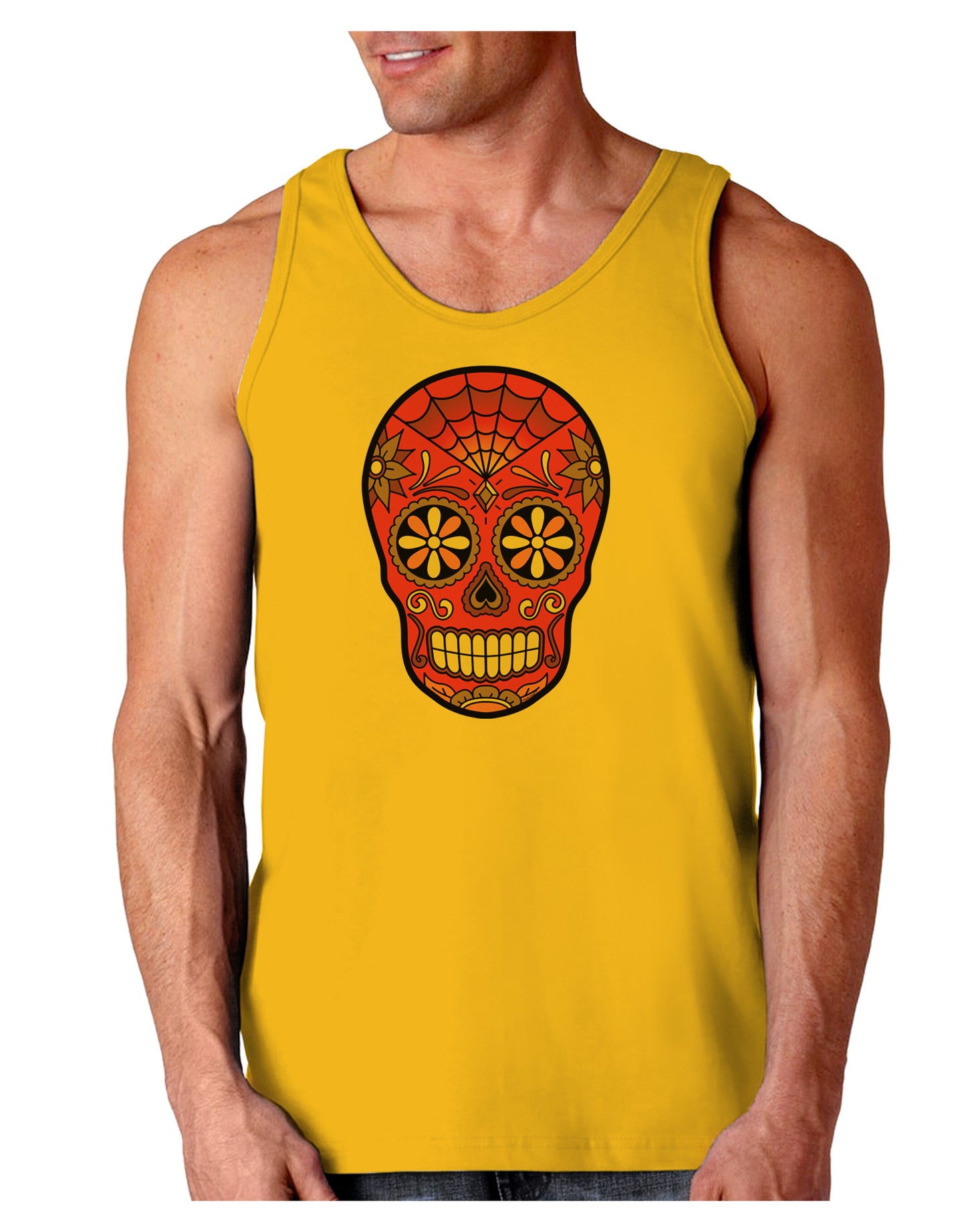 Version 4 Pink Day of the Dead Calavera Loose Tank Top-Loose Tank Top-TooLoud-Gold-Small-Davson Sales